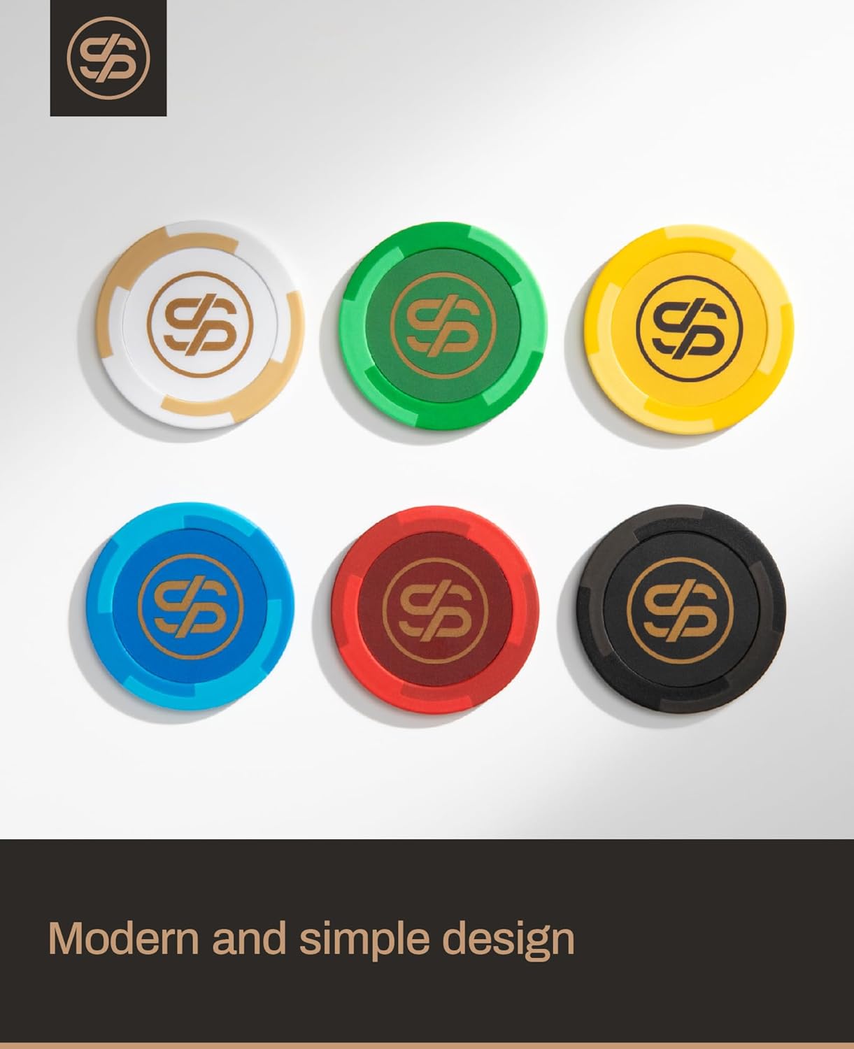 SLOWPLAY Godel Clay Poker Chips, 14 Grams Heavyweight Clay Composite, 40mm Large Chips in Bulk, Pack of 50 in Gold Without Denomination