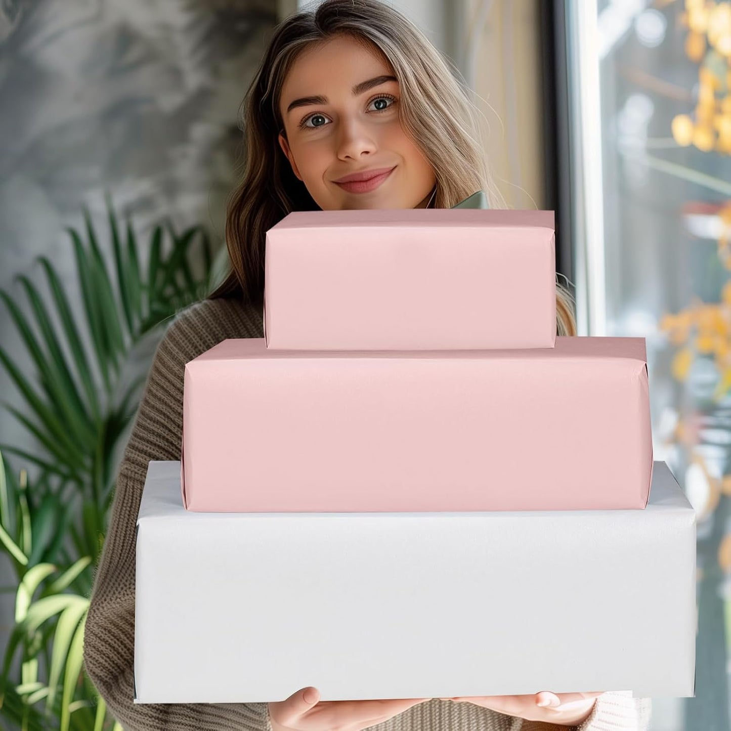 NESCCI Oversized Matte Wrapping Paper,Double Sided Solid Color Pearly-Lustre Paper,Gift Wrapping Paper,Perfect for Wedding,Valentine's Day,Birthday,Christmas,Baby Shower (30 Inches X 32.8 Feet)