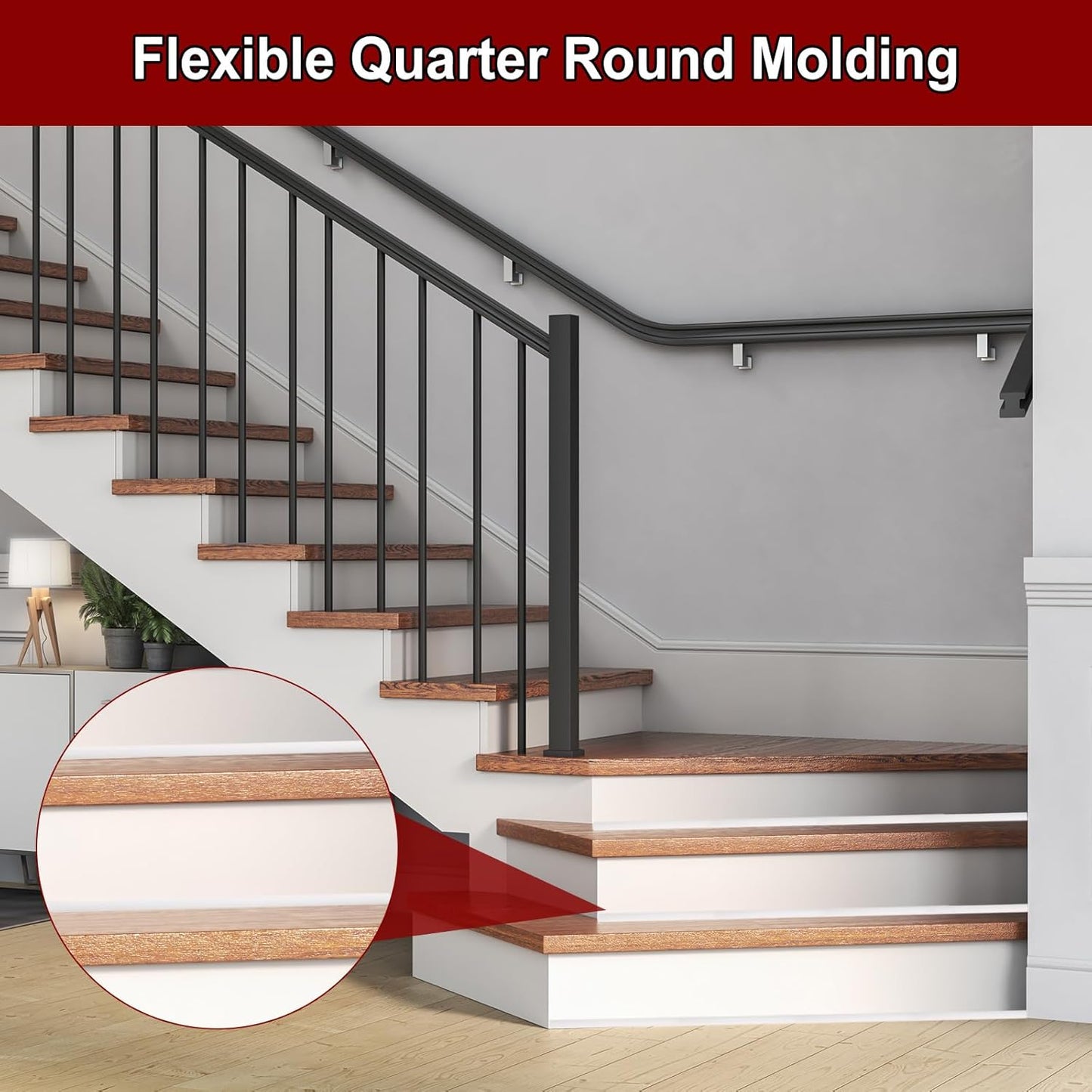 uxcell 197 Inch Flexible Quarter Round Molding Silicone Peel and Stick Trim Self Adhesive Shower Water Barrier for Corner Decor Bathroom Kitchen, Gray