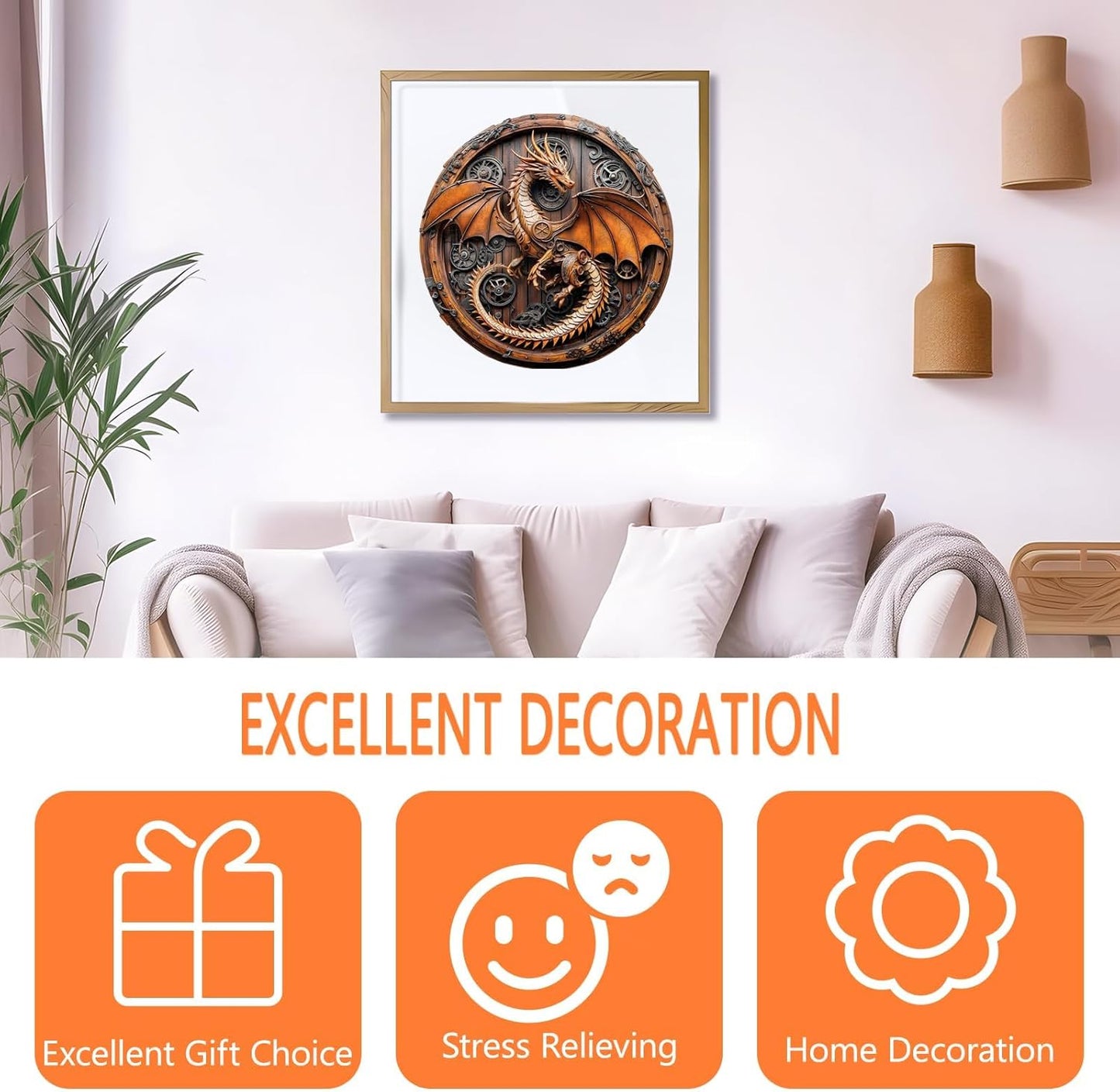 Wooden Puzzles for Adults, Mechanical Dragon Wooden Jigsaw Puzzles for Adults, Wood Puzzles Adult, Unique Animal Shape, Gifts for Friends and Family, Wall Art Canvas Puzzle (S -8.5 * 8.4in -100 pcs)