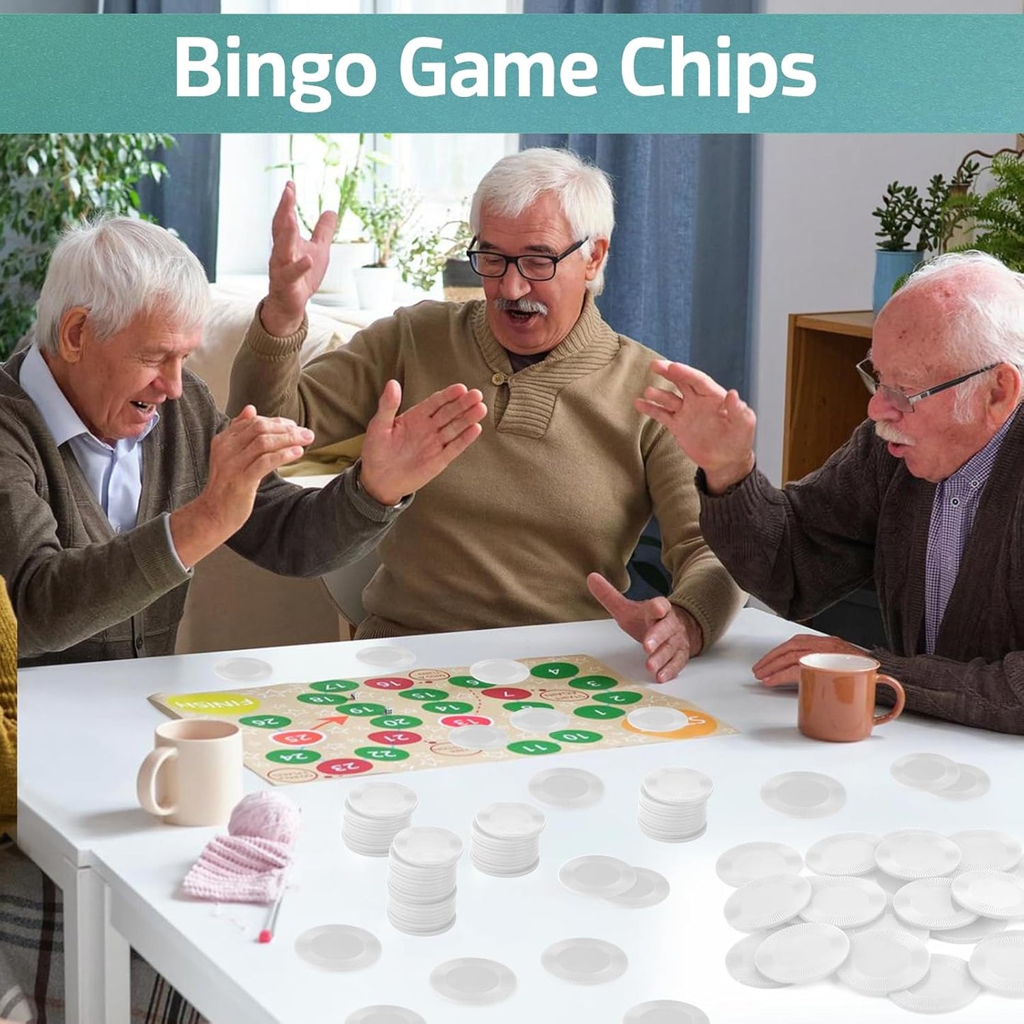 Coopay 500 Pieces Plastic Poker Chips, 1 Inch Bingo Chips Bulk Learning Counters Disks Poker Card Game, Counting Markers for Math Practice, Game Tokens and Teaching Rewards, 25 mm (White)