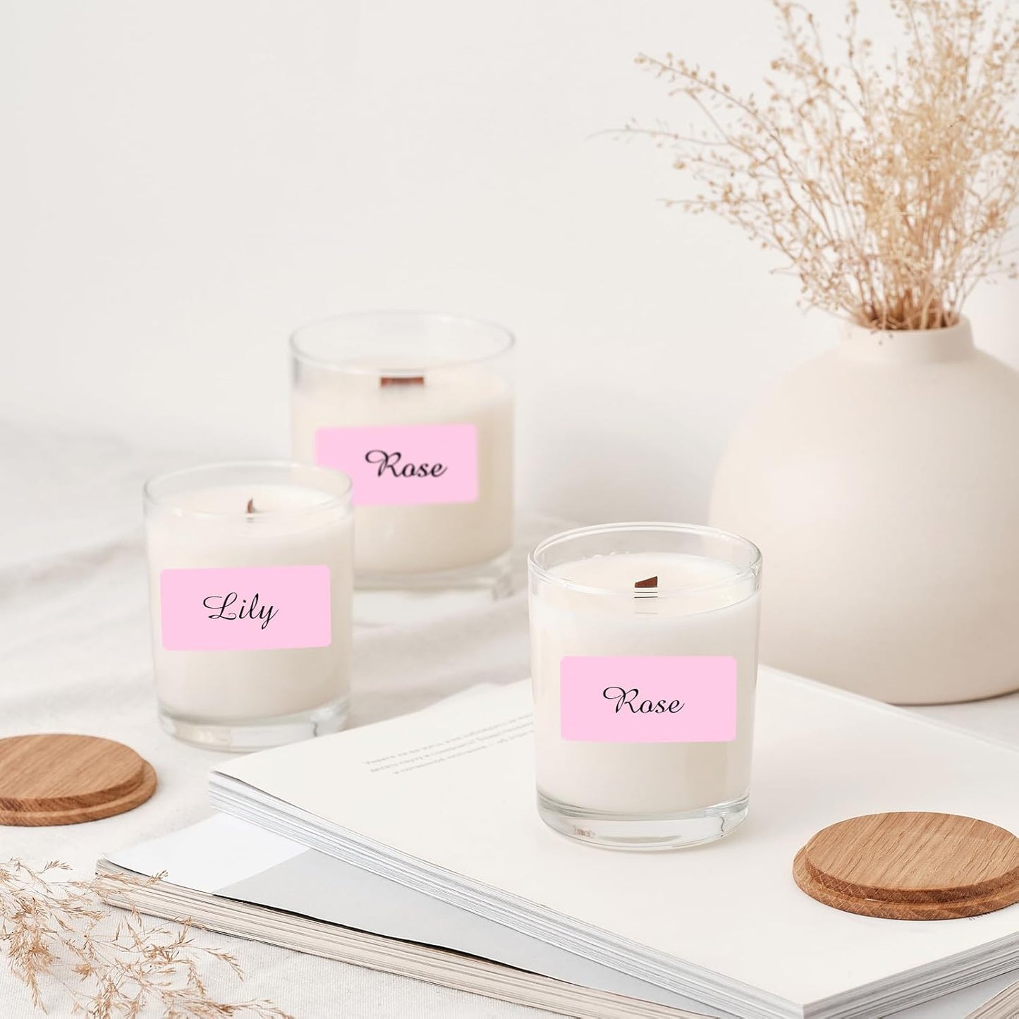 2x1 Inch Thermal Labels, Pink Thermal Printer Stickers, Waterproof Self-Adhesive Shipping Label Printer Sticker for Barcode, Name, Address, 300 Labels/Roll