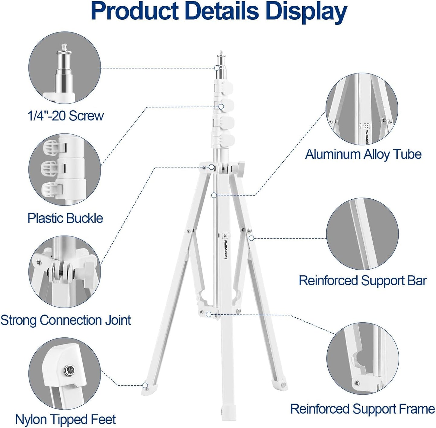 WELLMAKING 32''(80cm) Photography Reflector Dual Handle Collapsible 5-in-1 with Tilt Adapter Reflector, White Portable Stand and Pouch for Studio & Outdoor Lighting-Translucent,Silver,Gold,White&Black
