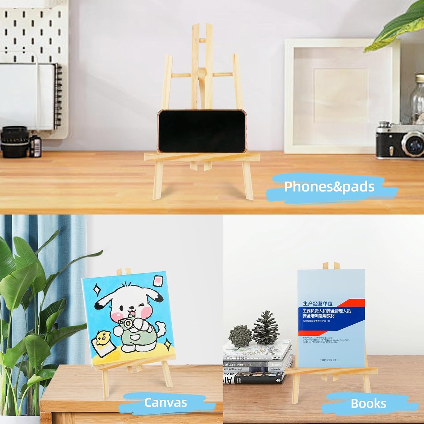 16"x7.7" Wooden Easel, Easel Stand for Painting, Tabletop Easel for Artist/Students/Beginners, Portable Canvas Photo Picture Sign Holder 6Pack