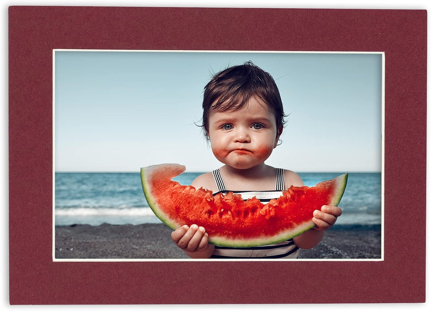 Pack of TEN 8.5x11 Mats Bevel Cut for 7x9 Photos - Acid Free Maroon Red Precut Matboards For Pictures, Photos, Framing - 4-ply Thickness