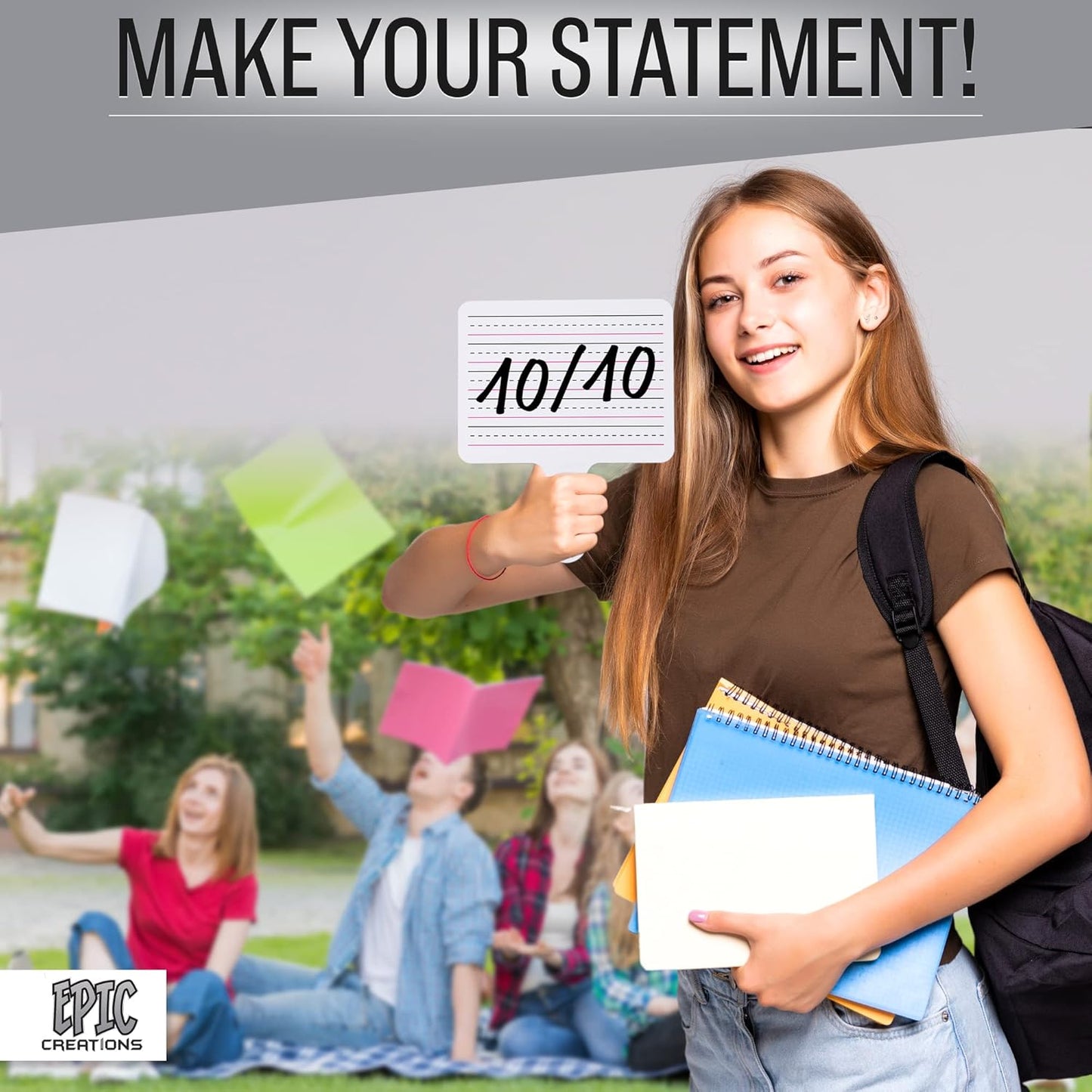 Epic Creations Dry Erase Paddles - 24 Pack 8.11 x 6.14 Inches - Double Sided Handheld Whiteboard - Dry Erase Signs - Hand Held White Board - Auction Paddles - White Board Paddles,Hand Dry Erase Board