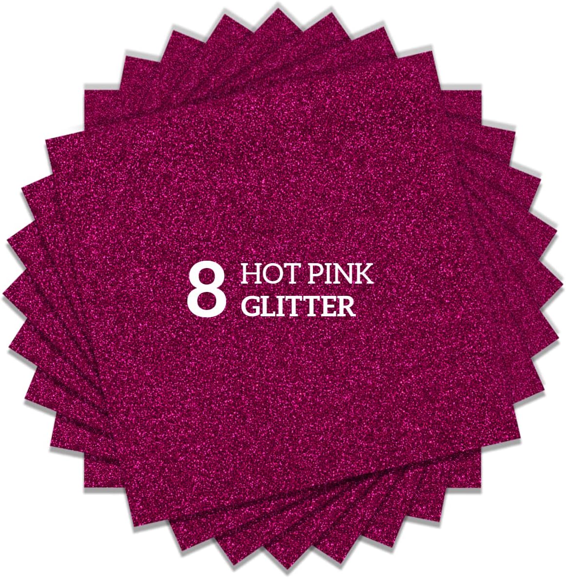 Hot Pink Glitter HTV Heat Transfer Vinyl Bundle 8 sheets-12 x12 Iron on Vinyl for T Shirts Hats Clothing Compatible with Cricut Cameo Heat Press Machine