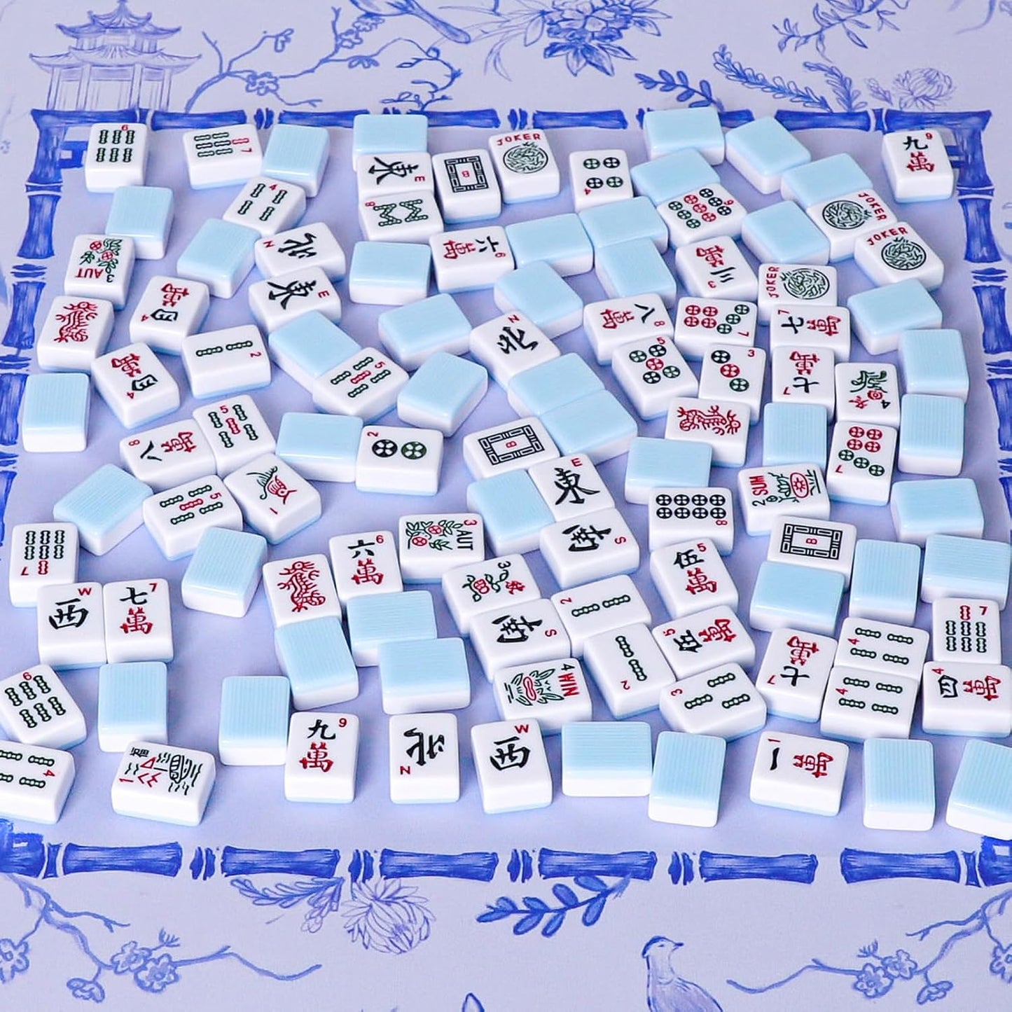 American Mahjong Tile Set with 166 Blue Back Tiles (1.2”, Tiles Only)