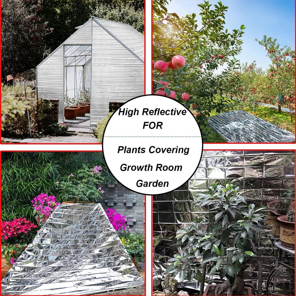 Plant Growth Mylar Films Silver Garden Greenhouse Covering Foil Sheets Space Thermal Insulation Blankets for Growth Room First Aid Marathons Survival Camping Hiking