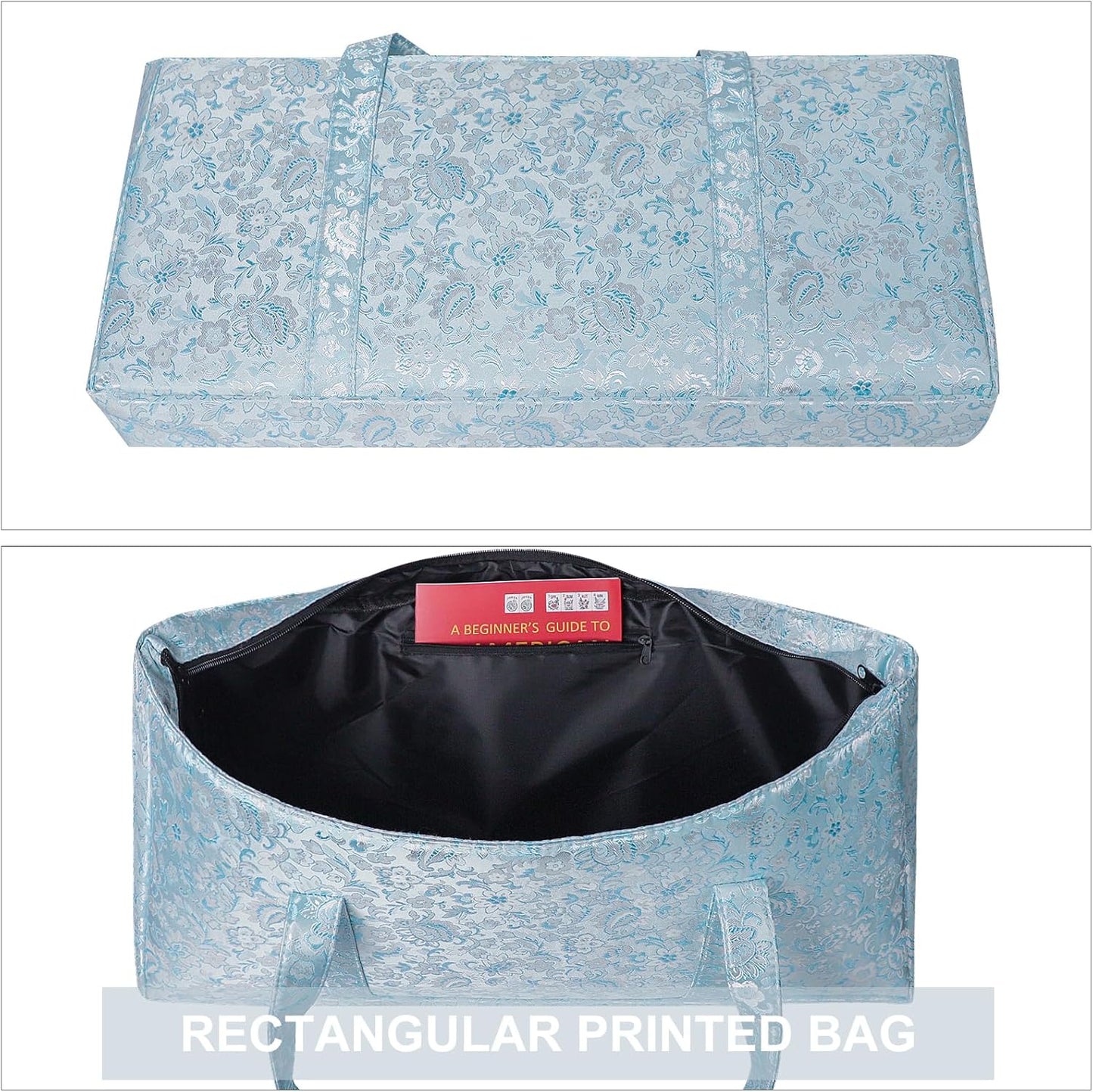 American Mahjong Game Set, 166 Light Green Tiles, Blue Bag with Entire Accessories, 4 All-in-One Rack/Pushers, Mahjong Tiles Set