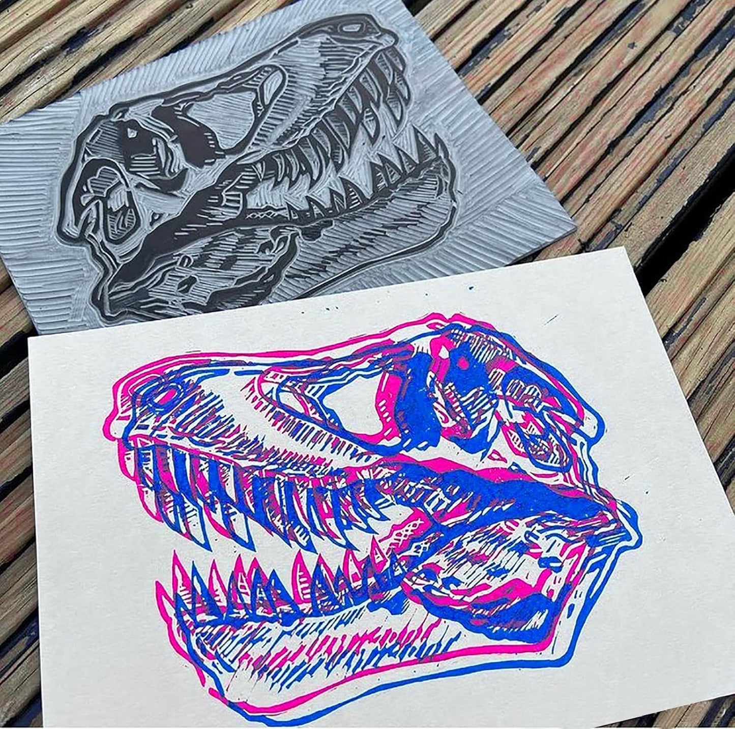 Falling in Art Soft Linoleum Carving Block, Linocut Block for Printmaking, 6 Inches by 6 Inches, Gray, 2-Pack