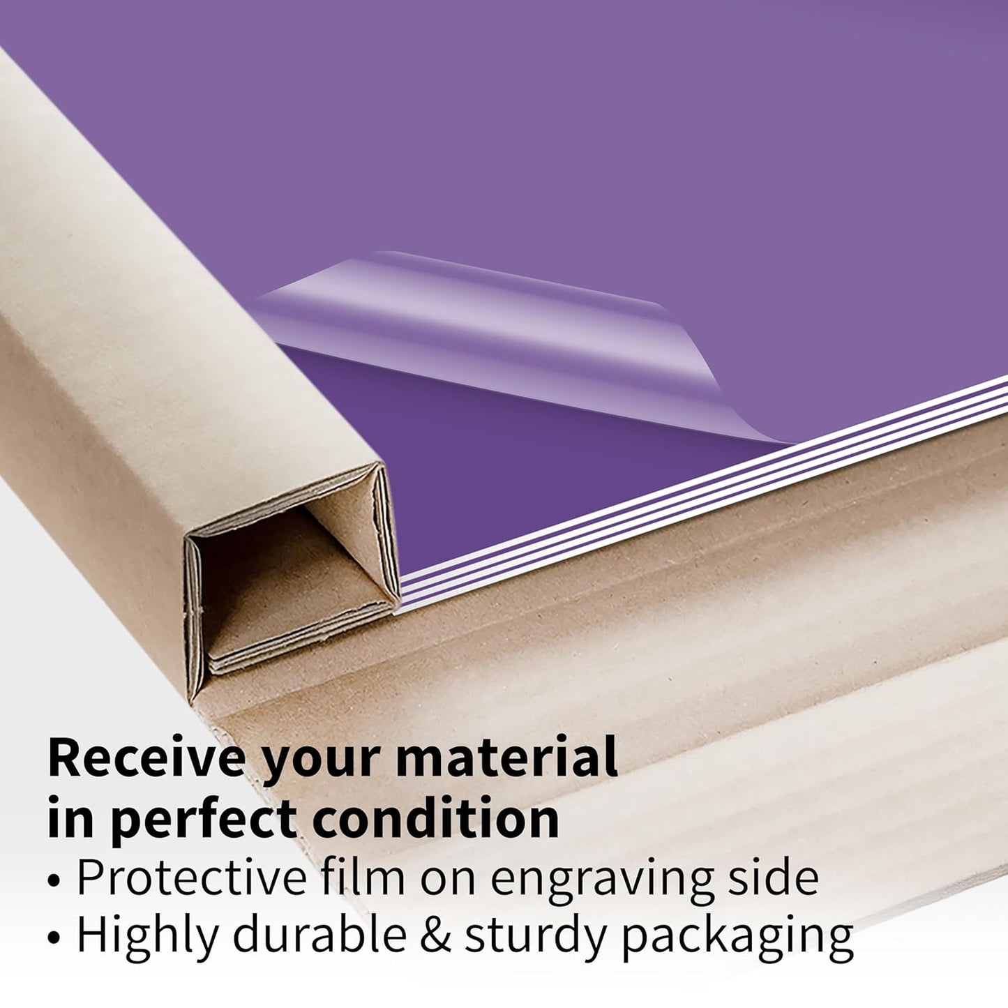 Trotec TroLase | 12"x12"x1/16", 8 Pcs | Purple/White | 2 Ply | Modified Acrylic | Laser Engraving Double Color Plastic Sheet | Engraving Blanks for Laser, Saw, Guillotine | Made in USA