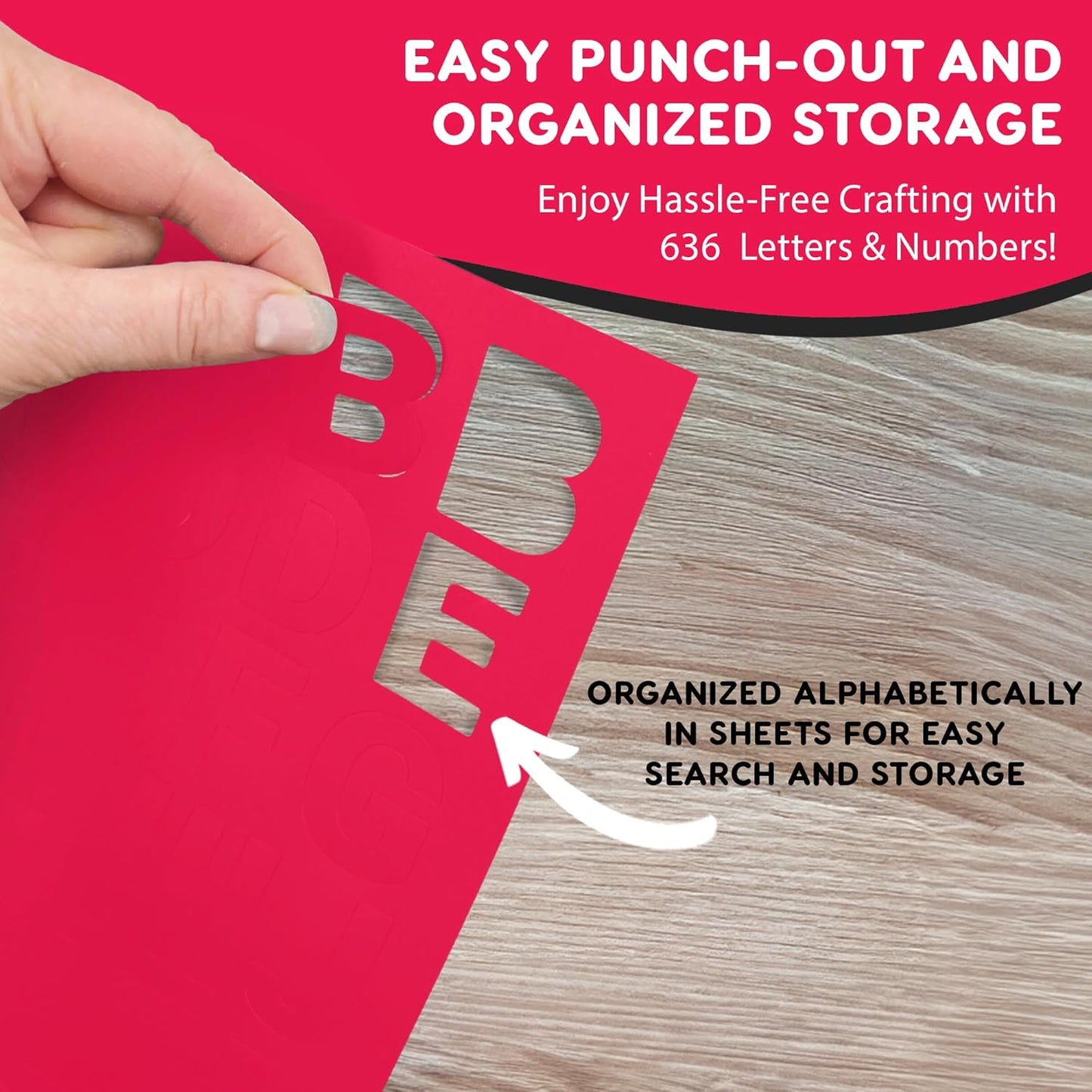 FreshCut Crafts 636 Pcs 1.5 in. Red Bulletin Board Letters & Numbers, Capital Alphabet, Numbers, Punctuation, US Made Card Stock Punch Out Letters for Posters, Bulletin Boards, Classroom