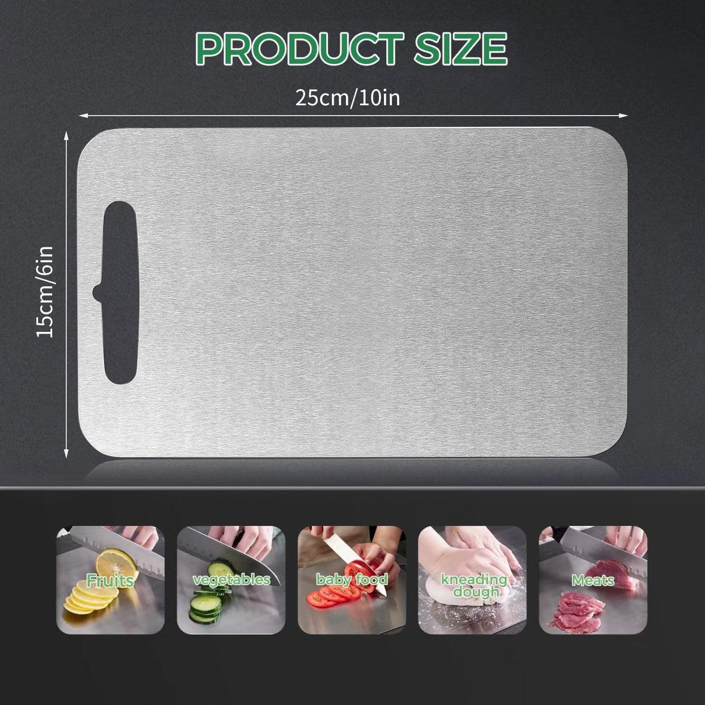 Pure Titanium Cutting Board - Double-Sided Titanium Cutting Board for Kitchen with Bamboo Side