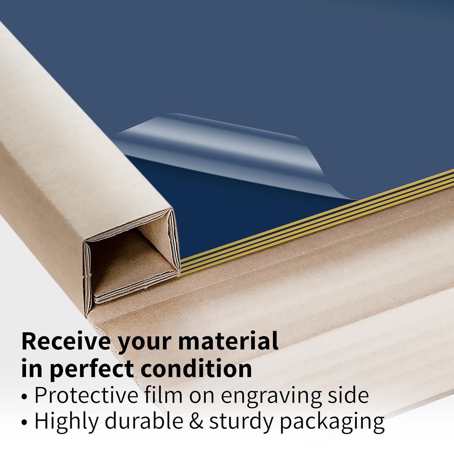 Trotec TroLase | 12"x20"x1/16", 4 Pcs | Navy Blue/Gold | 2 Ply | Modified Acrylic | Laser Engraving Double Color Plastic Sheet | Engraving Blanks for Laser, Saw, Guillotine | Made in USA