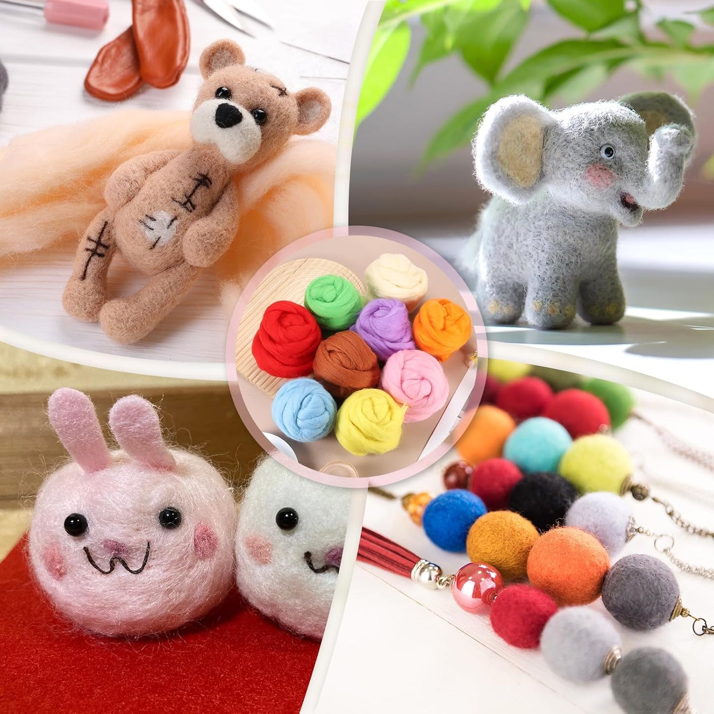 PATIKIL Wool Roving Yarn, 80G/2.82OZ Soft Felting Wool Pure Chunky Roving Yarn Bulk for Needle Felting Knitting Blanket Spinning Weaving DIY Craft, Dark Pink