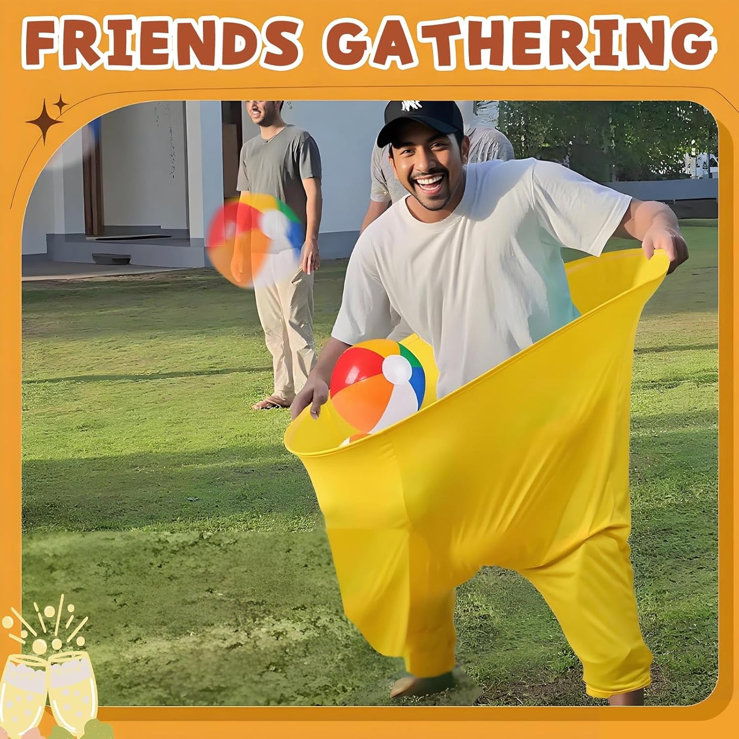 Granny Pants Yard Game – Hilarious Giant Stretchy Pant with Inflatable Ball Relay Set for Families, Adults, and Backyard Parties