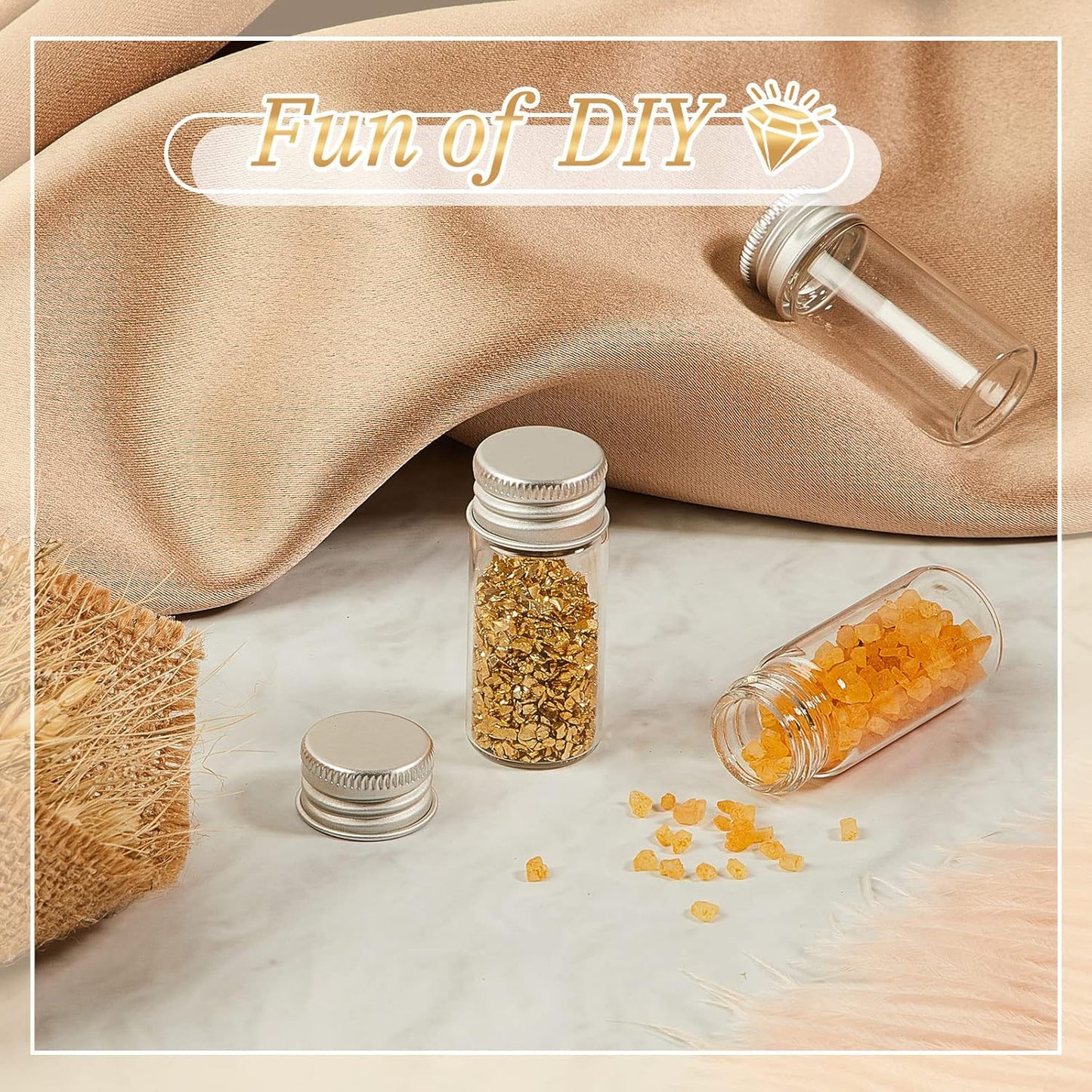 100 Pcs Small Clear Vials Spice Mini Jars with Lids Mini Glass Bottles with Screw Aluminum Metal Caps Tiny Jars Sample Containers for Powder Cream Cosmetic Jewelry Wedding (10 ml,Silver Caps)