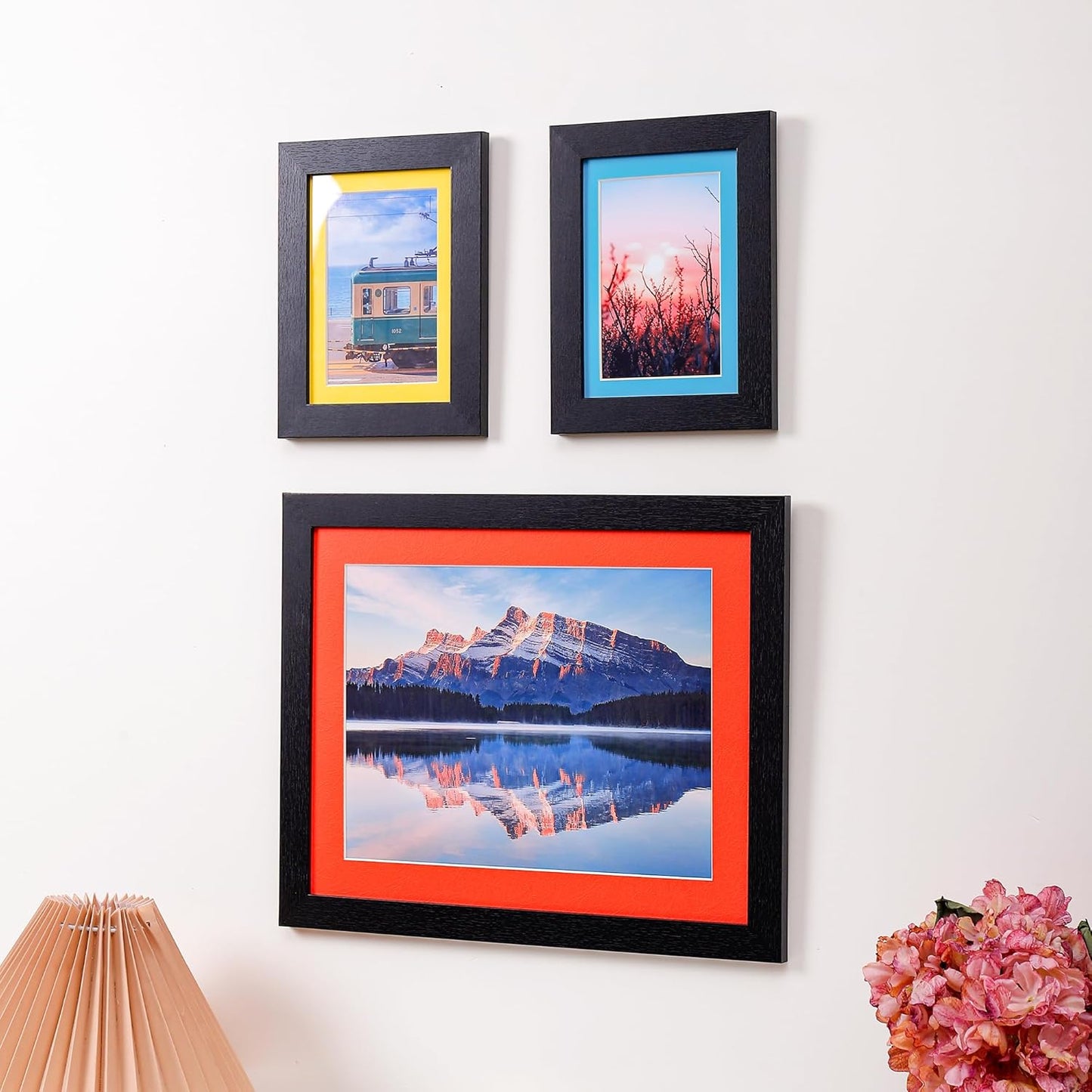 HOTUO 10 Pack 5x7 Colorful Picture Mats, 4 Ply Thickness Frame Mattes for 4x6 Photo, Photo Mat with Core Bevel Cut(Colorful with V-Groove)