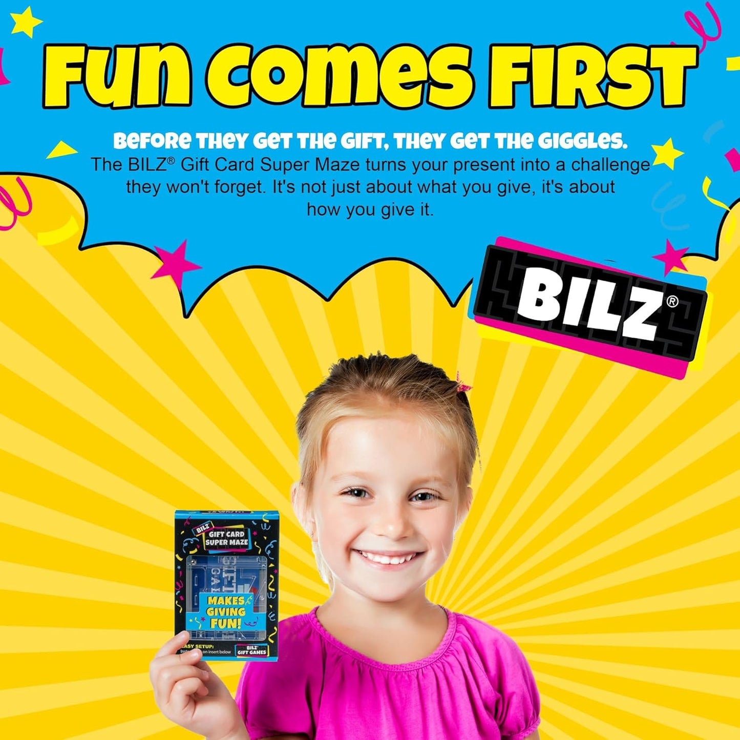 BILZ® Super Maze | Gift Card Puzzle Game for Ages 8+ | Made in USA | Easy Fun Setup | Fits Gift Cards, Cash (Folded), and Notes | Great for Graduations, Christmas, & Birthdays | 2 Pack