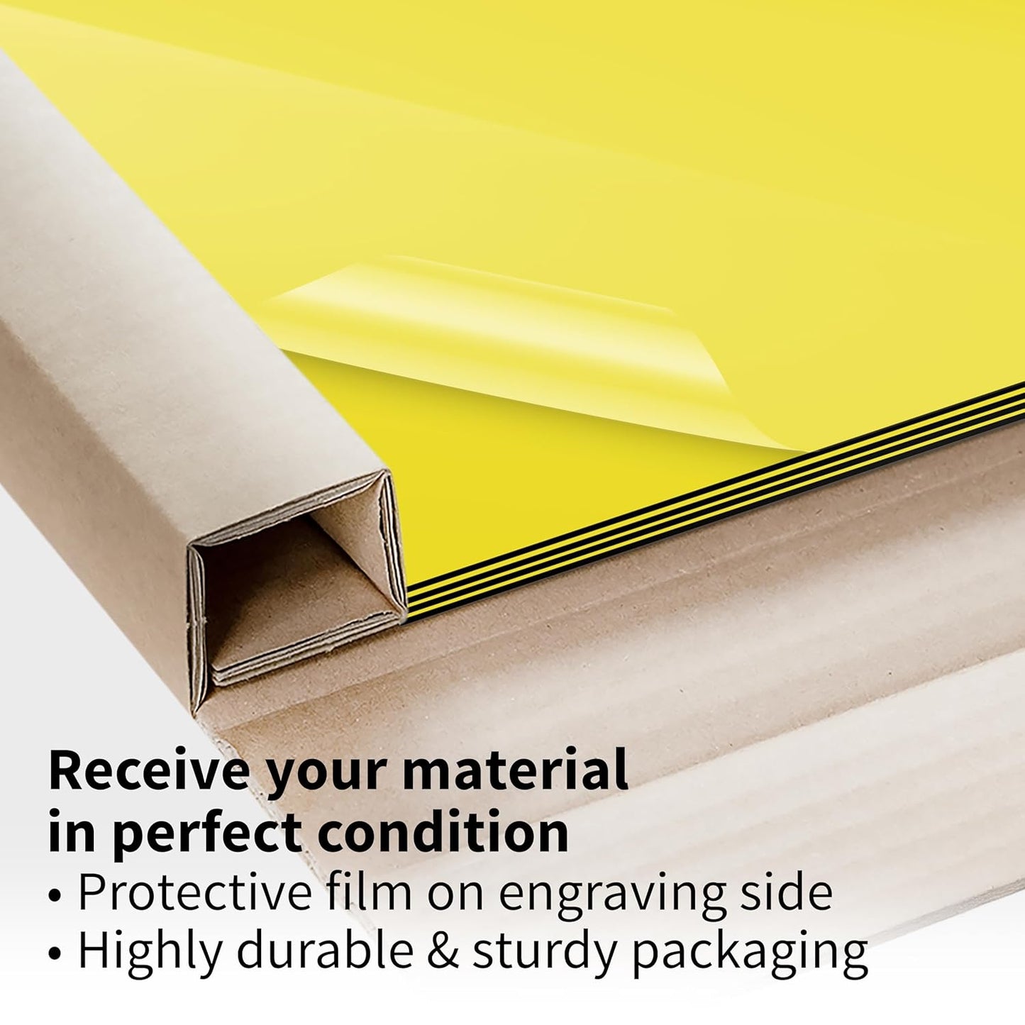 Trotec TroLase | 12"x24"x1/16", 4 Pcs | Yellow/Black| 2 Ply | Modified Acrylic | Laser Engraving Double Color Plastic Sheet | Engraving Blanks for Laser, Saw, Guillotine | Made in USA