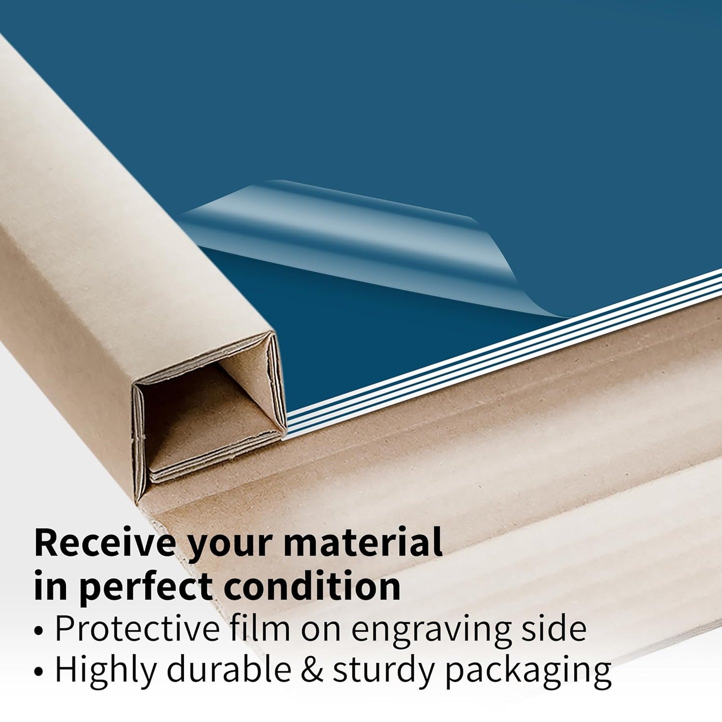 Trotec TroLase | 12"x12"x1/8", 8 Pcs | Blue/White | 2 Ply | Modified Acrylic | Laser Engraving Double Color Plastic Sheet | Engraving Blanks for Laser, Saw, Guillotine | Made in USA