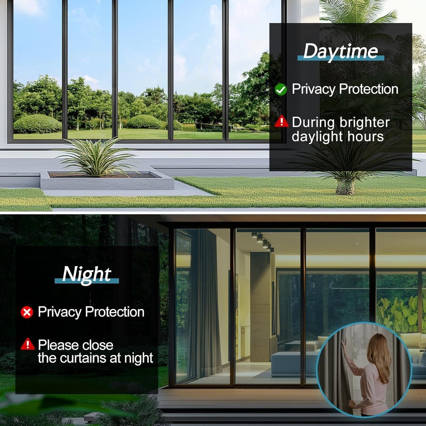 DOWELL One Way Window Privacy Film with 3 Tools Window Tint for Home Sun Blocking Heat Control Anti UV Reflective Mirror Covering See Out Not in for House and Office Silver 35.4" X 78.7"