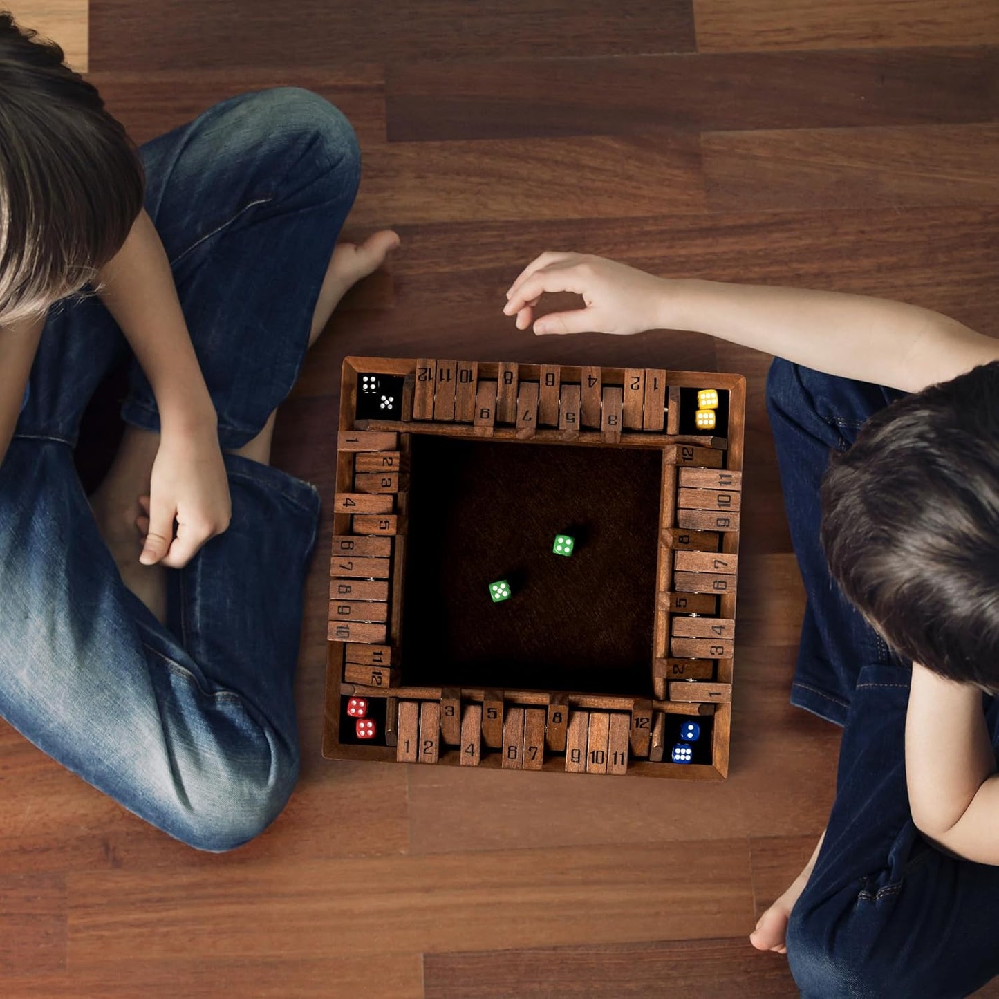 ropoda Shut The Box Game, Upgraded 12 Numbers Wooden Board Games for Adult and Kids, Shut The Box Dice Game -Addition Training, Fun for Family Game Night,Vintage Style