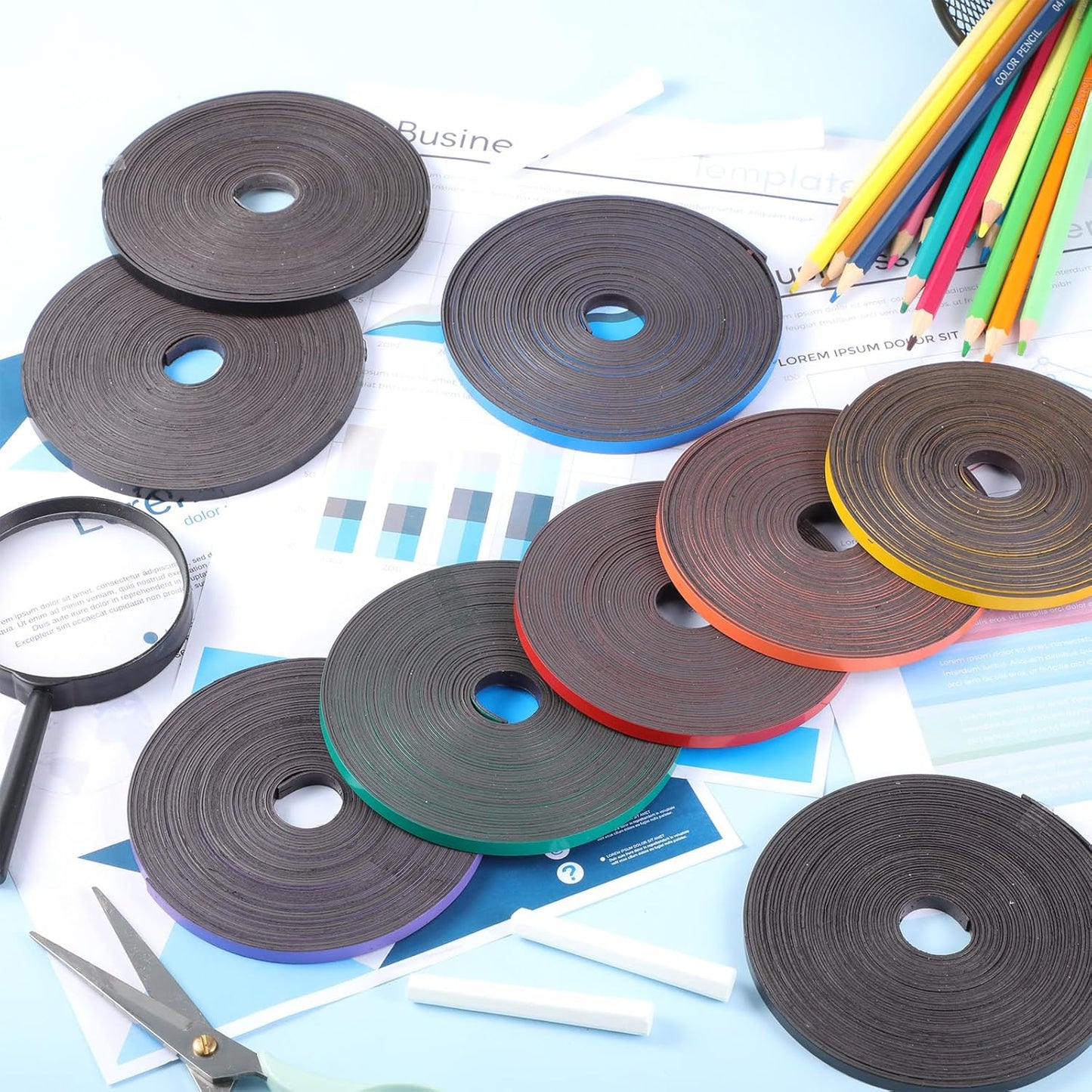 Magnetic Tape Roll Thin Strips, 1/4 Inch x 33 Feet Magnetic Board Dividers Whiteboard Graphic Decorative Tape Marking Line for Classroom Office Art Accessories(Red)