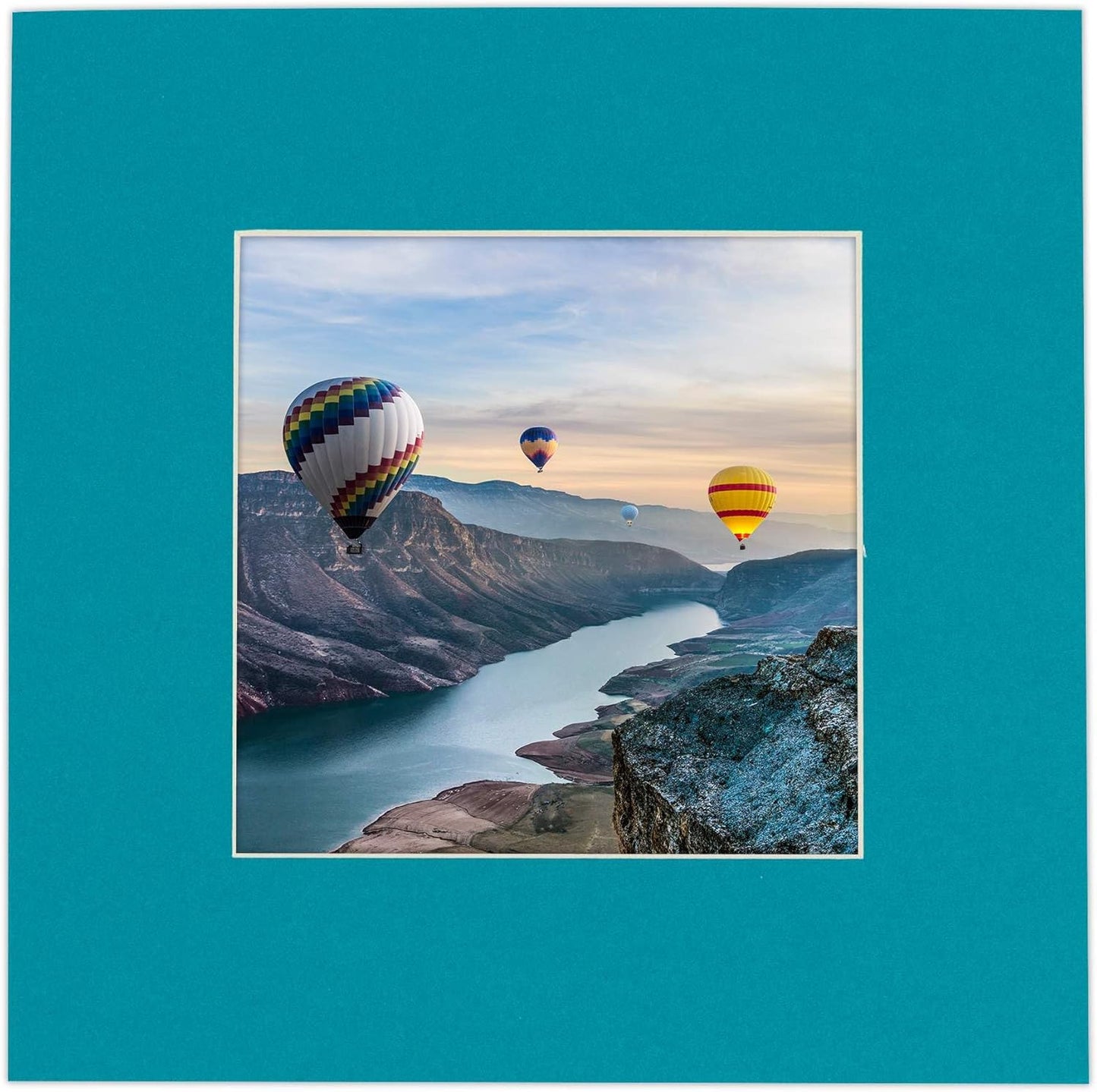 5x7 Mat for 8.5x11 Frame - Precut Mat Board Acid-Free Show Kit with Backing Board, and Clear Bags Teal Blue 5x7 Photo Matte Made to Fit a 8.5x11 Picture Frame Matboard for Framing, Pack of 100 Mats