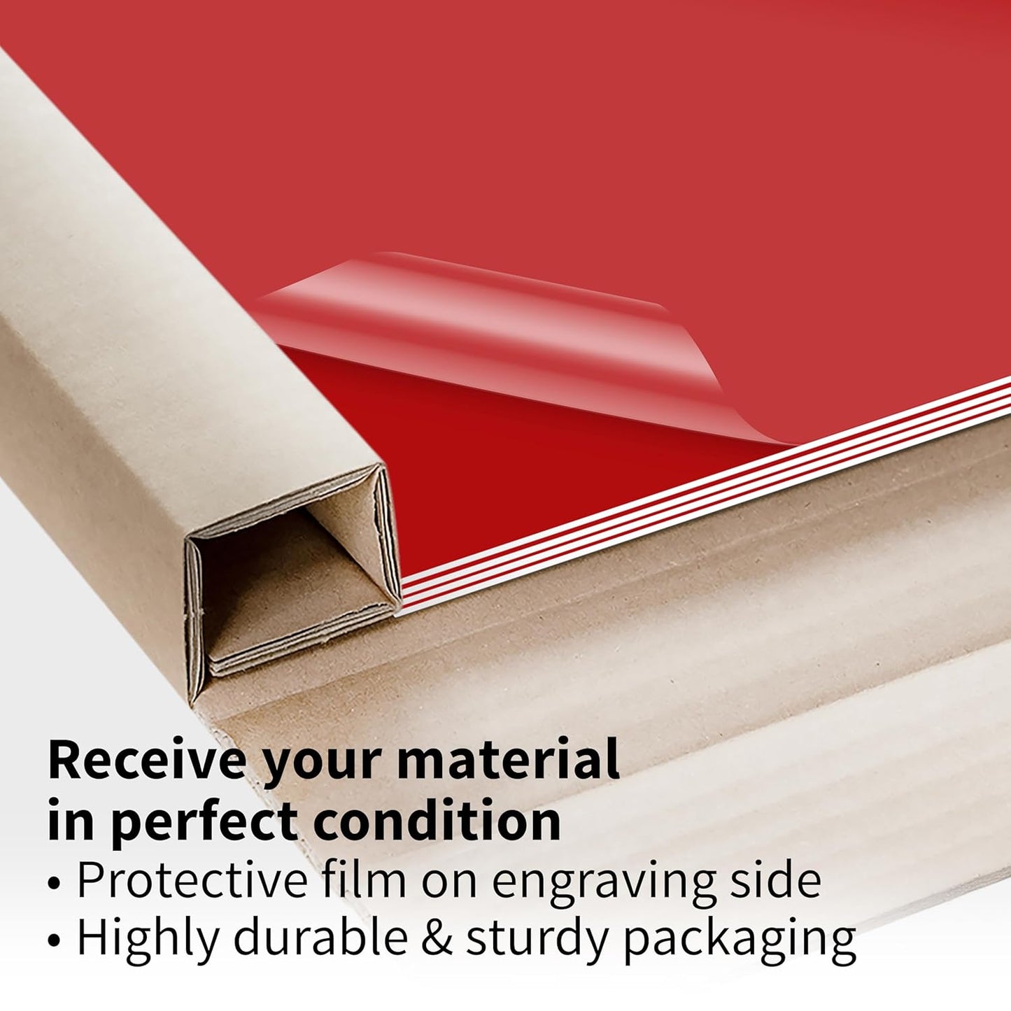 Trotec TroLase | 8"x12"x1/16", 10 Pcs | Red/White | 2 Ply | Modified Acrylic | Laser Engraving Double Color Plastic Sheet | Engraving Blanks for Laser, Saw, Guillotine | Made in USA