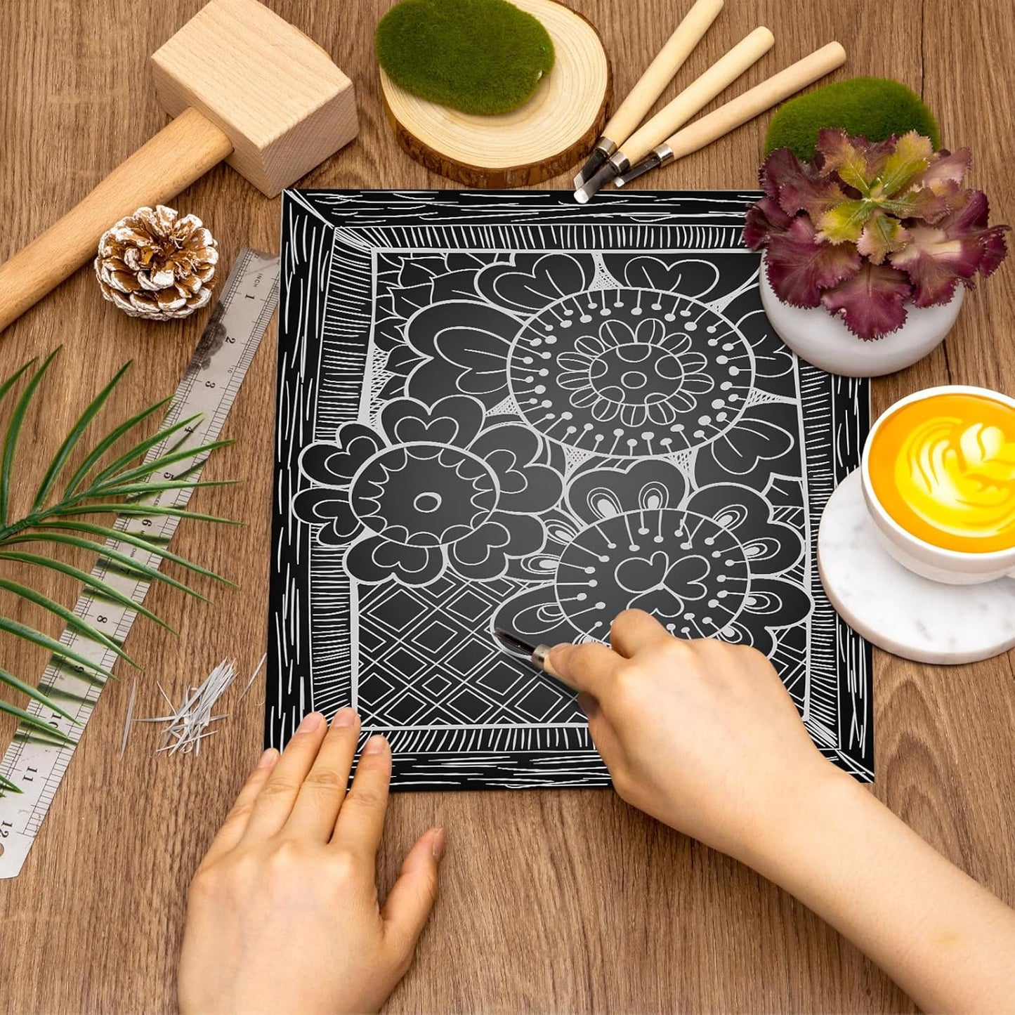 Yeaqee 8 Pcs 6 x 6 Inch Linoleum Block Rubber Carving Block Soft Linocut Blocks Large Linoleum Sheet Unmounted Lino Plates for Engraving Art Project Printmaking Artist Studio Supplies, Gray