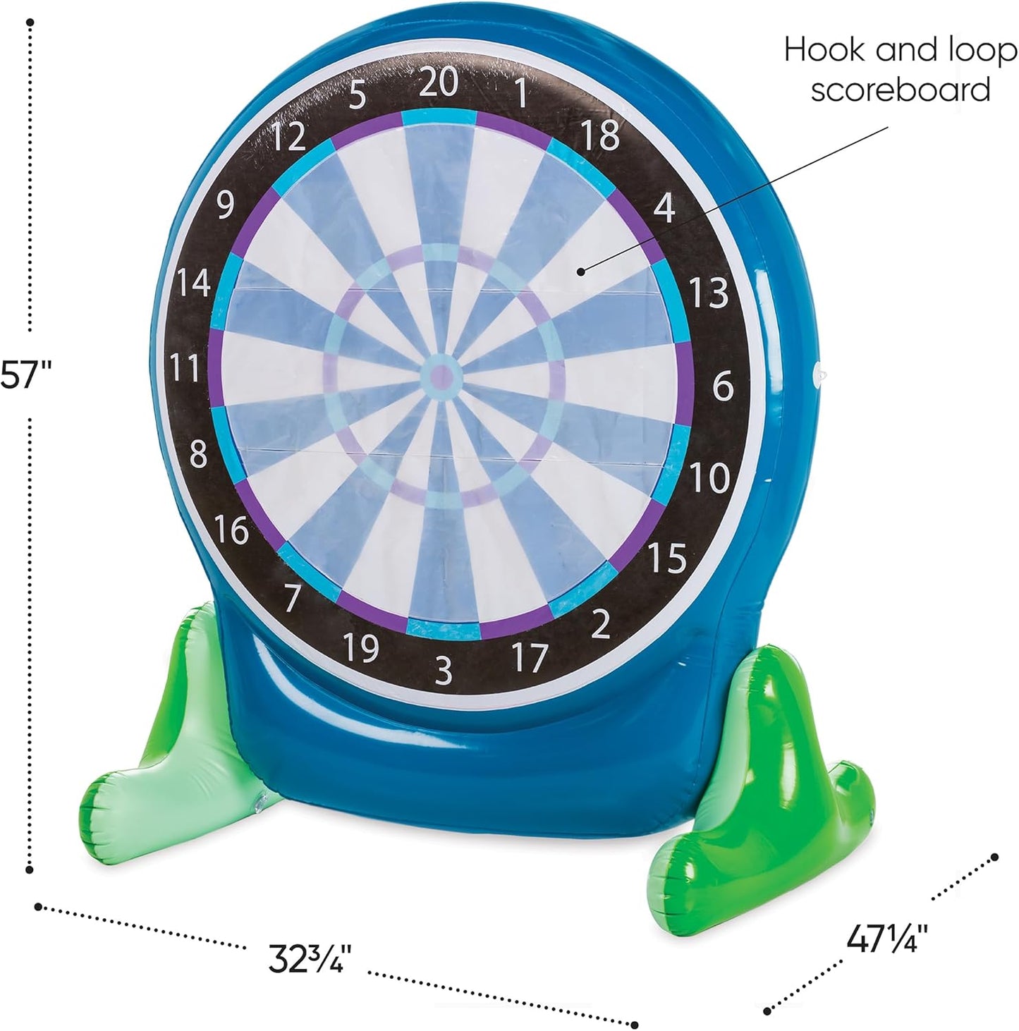 Hearthsong Jumbo 57-Inch Inflatable 2-in-1 Darts and Soccer Set with Double-Sided Scoreboard, Two Soccer Balls, Six Darts, Outdoor Play, Ages 5 and Up
