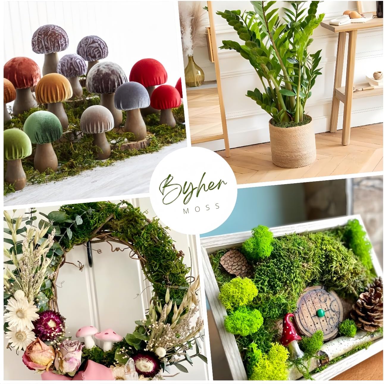 BYHER 35 OZ Large Capacity Fake Moss for Plants Indoor, Fresh Green Moss for Potted Plants Craft Moss for Home & Office Decor Fairy Garden Decoration (Fresh Green - 992gr)