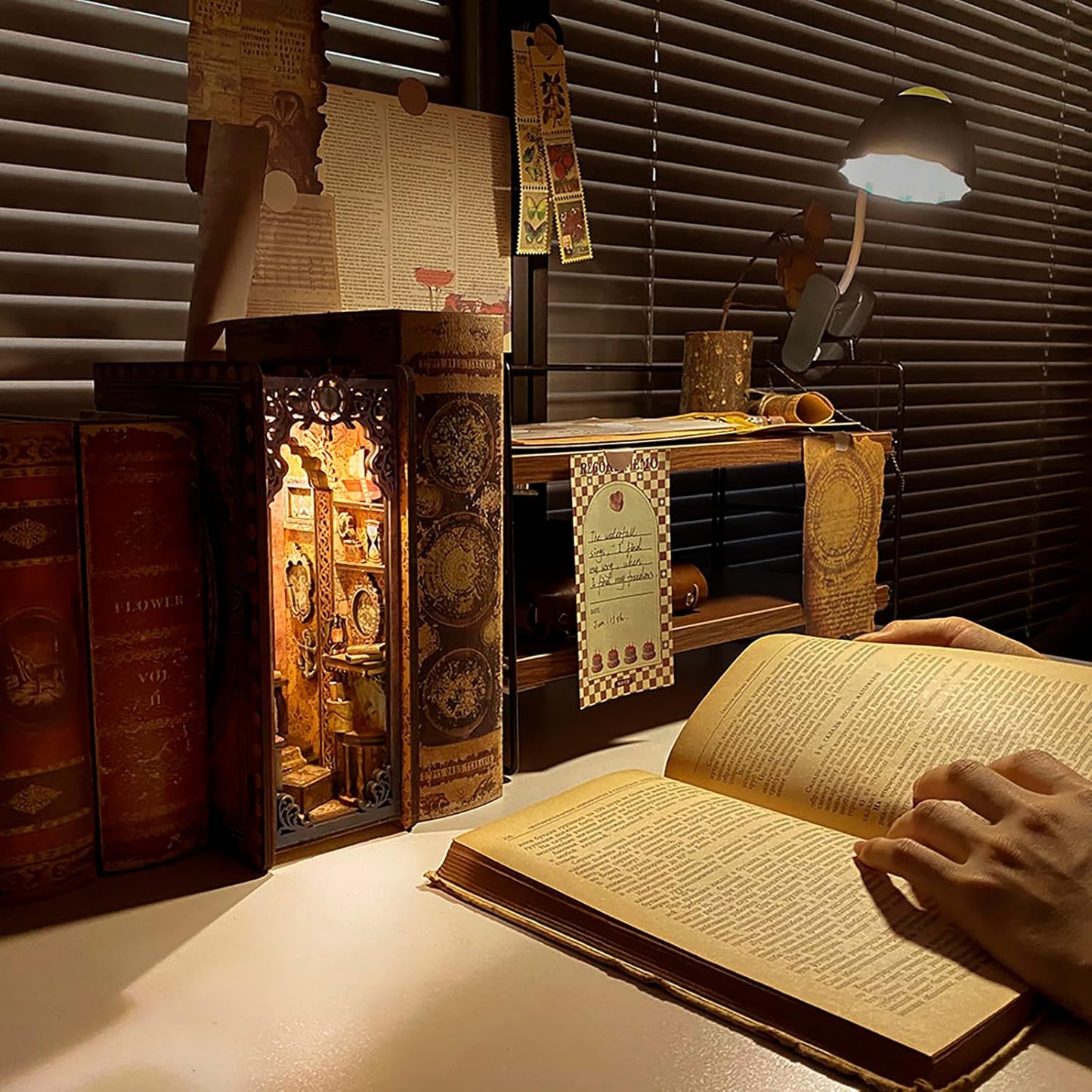 Cutefun Book Nook Kit - Decorative Bookend Alley Build Model with LED Light, DIY Miniature Dollhouse Kit 3D Wooden Puzzle for Adults, Teens, Crafts Gifts for Bookshelf Decor (Sailing Memory)