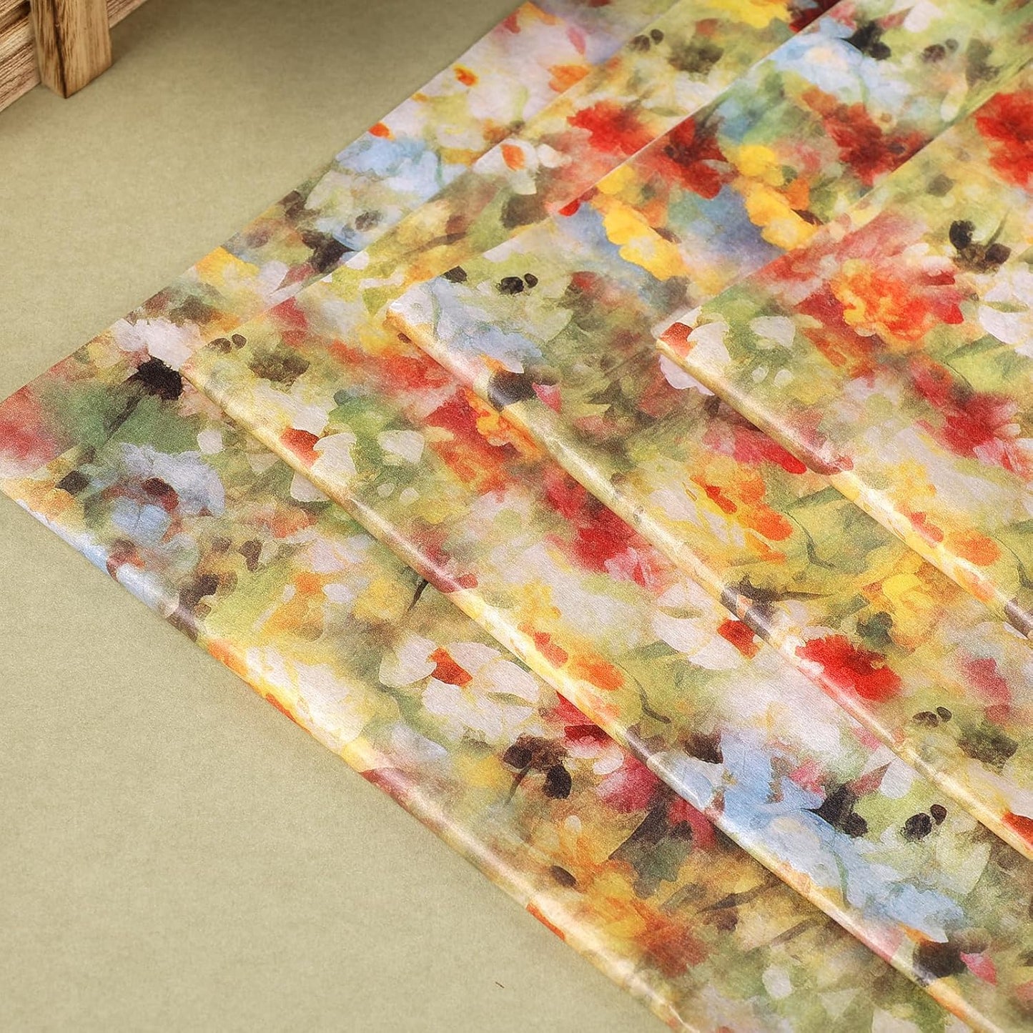 60 Sheets Monet Floral Garden Tissue Paper, 20 x 14 Inch Wildflower Monet Garden Patterns Art Wrapping Paper for Spring Birthday Wedding Spring Party Baby Shower Party Supplies