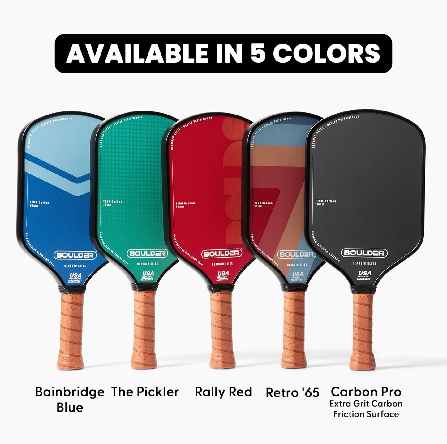 Boulder Carbon Fiber Pickleball Paddle | T700 Carbon Fiber | USAPA Approved, with Honeycomb Polymer Core | Pickleball Racket for Beginner & Experienced Players