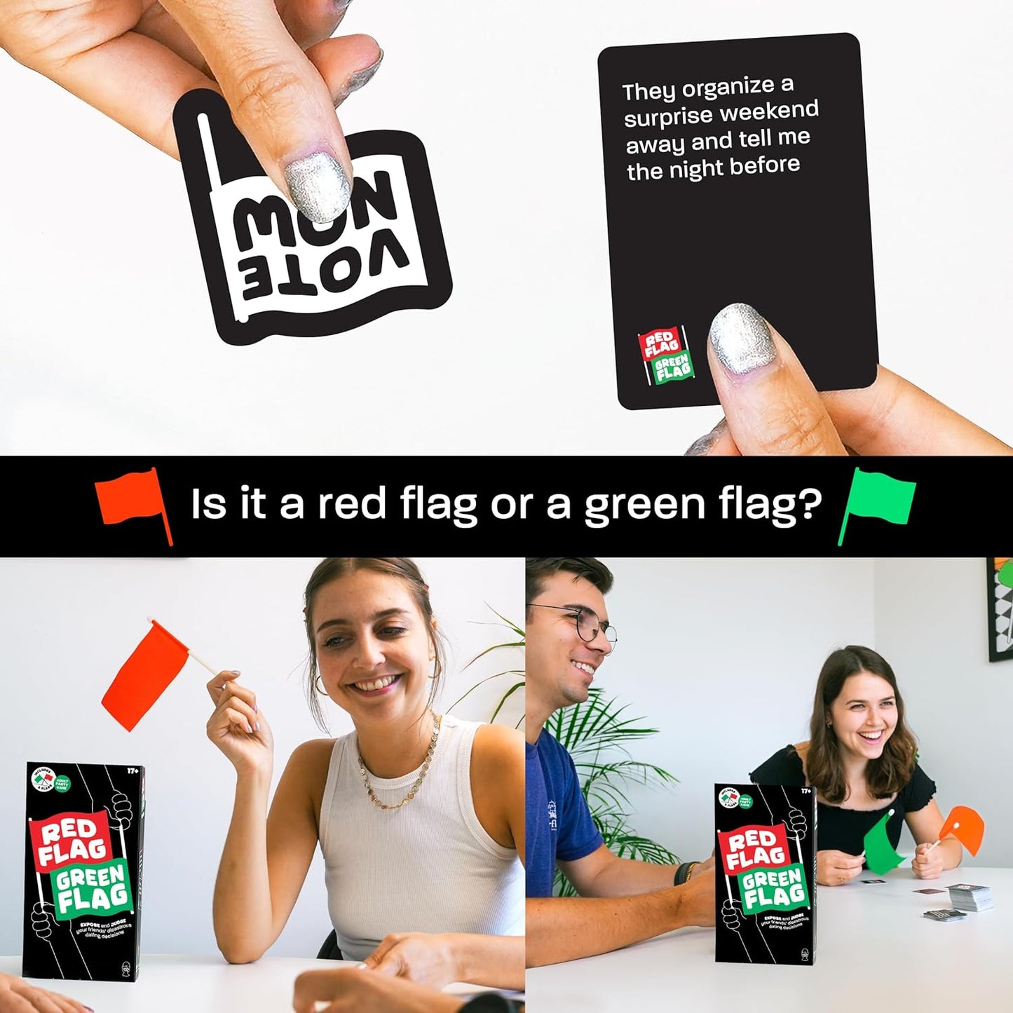 Lucky Egg - Fun Red & Green Flag Party Game - Judge Friends' Dating Decisions - 230 Diverse Questions - Adult Party Game