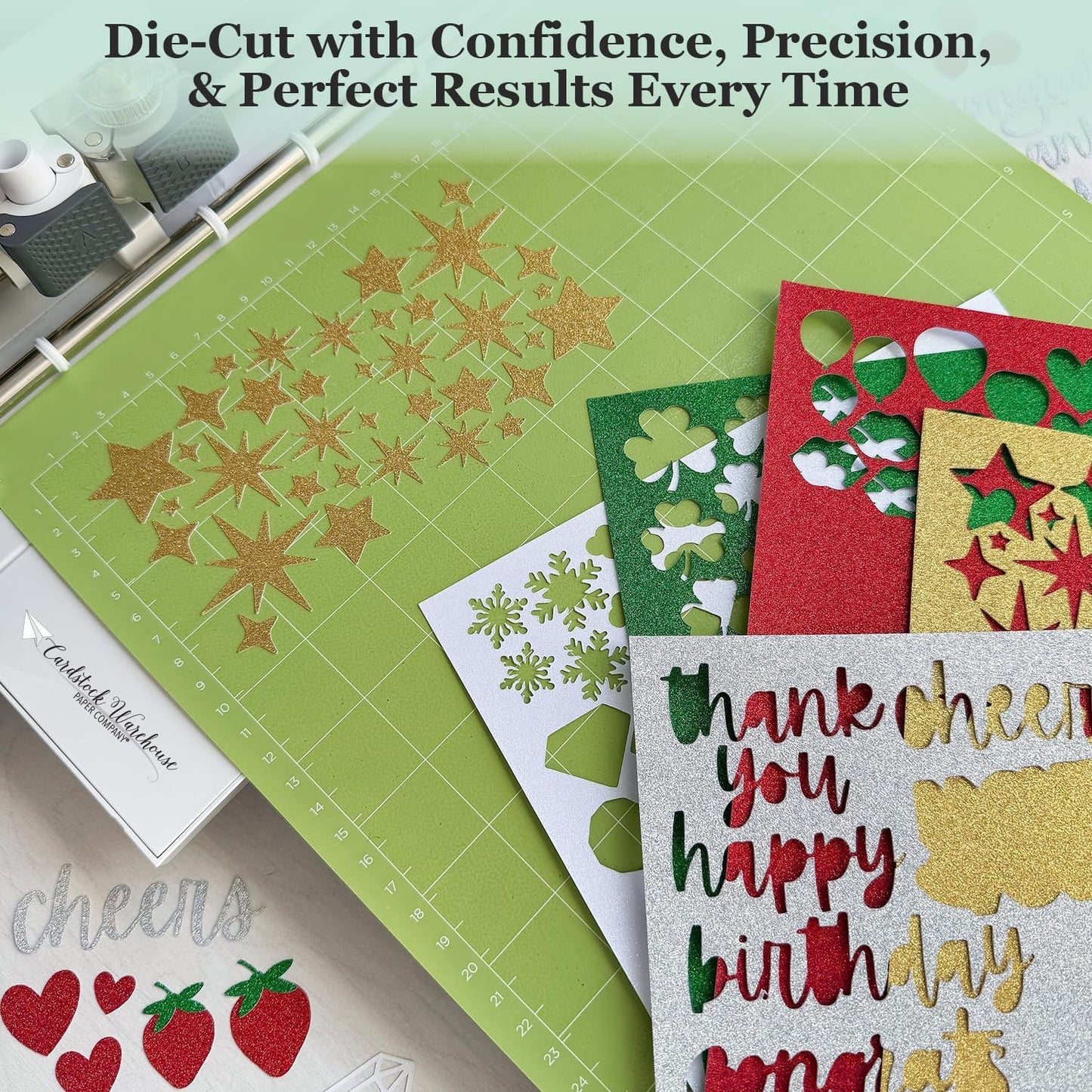 Cardstock Warehouse Diamond Print Inkjet Glitter - Premium White Glitter Cardstock Paper โ 15 Sheets, 8.5 x 11" - 104 lb/280 GSM for Inkjet Printing, Die-Cutting, Card Making, Crafts, and DIY Projects