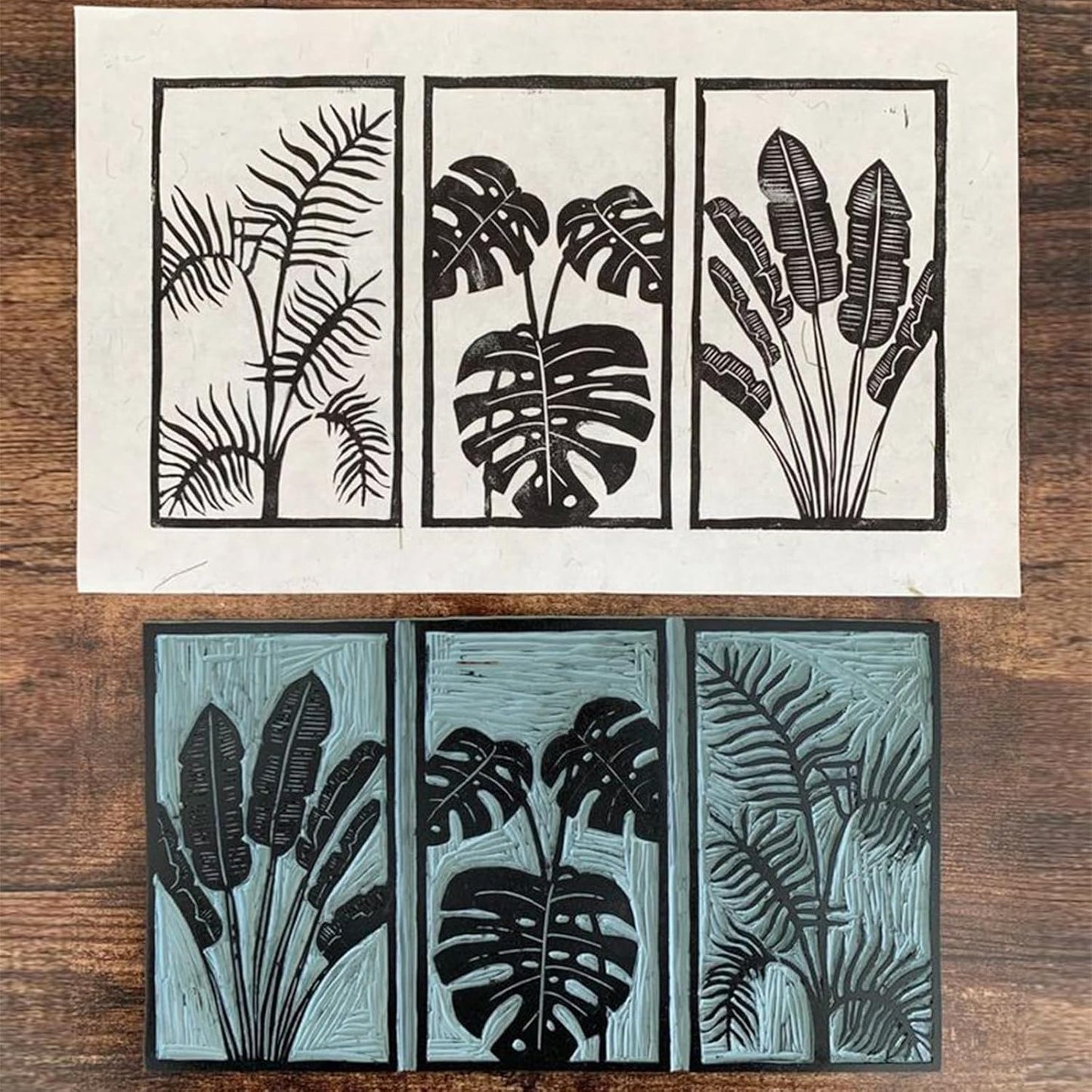 Falling in Art 6 * 12 Linoleum Carving Blocks, 2 Pack Soft Stamp Rubber Blocks for Crafts and Artists Printmaking, Gray,1/8" Thick