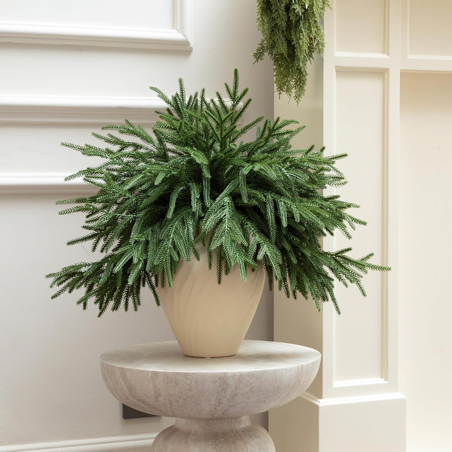 12 Pcs Artificial Norfolk Pine Branches - 18" Realistic Faux Christmas Greenery Stems Fake Evergreen Cedar Picks Winter Greens for Vase DIY Crafts Garland Wreath Indoor Outdoor Holiday Decor