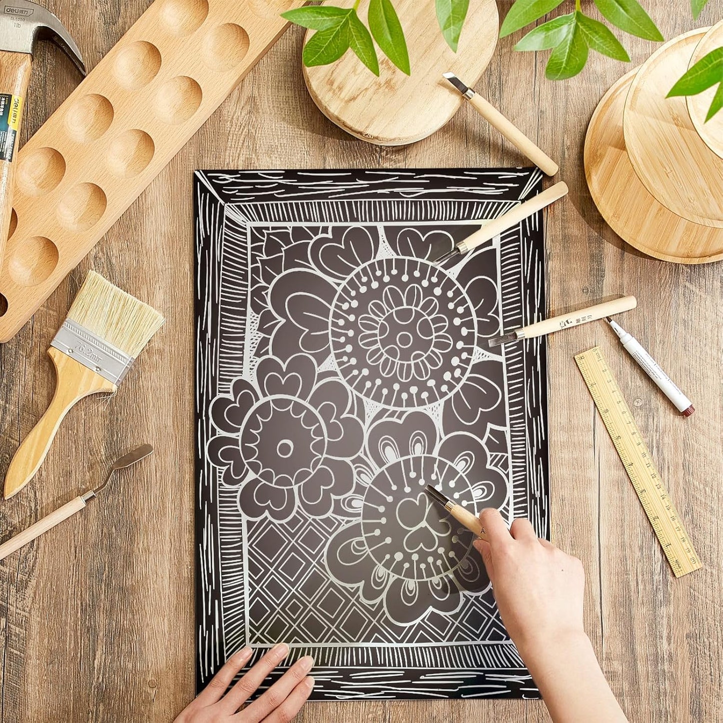 Yeaqee 4 Pcs 12 x 18 Inch Linoleum Block Rubber Carving Block Soft Linocut Blocks Large Linoleum Sheet Unmounted Lino Plates for Engraving Art Project Printmaking Artist Studio Supplies (Gray)