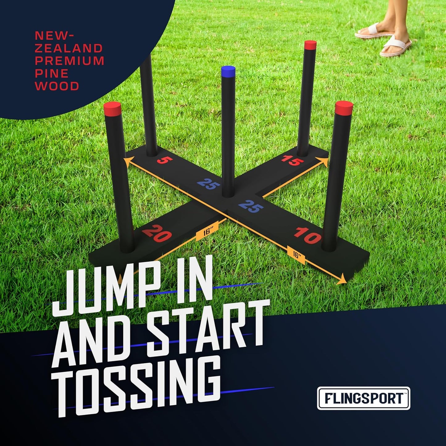 Ring Toss Game, Incl. 6 Double Beaded Rings & Carry Case Outdoor Lawn Games for Kids, Adults & Family, Backyard Camping Sports Activities, Best Party Gifts for Teens, Boys & Girls Ages 8-12+ Years Old