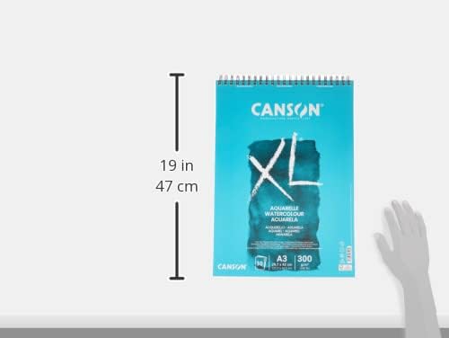 Canson XL Watercolour 300gsm A3 Paper, Cold Pressed, Spiral Pad Short Side, 30 White Sheets, Ideal for Professional Artists