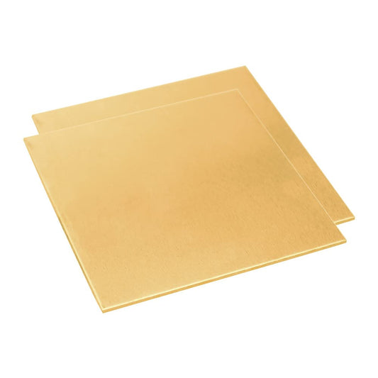 18 Gauge Brass Sheet，H62 Brass Plates Metal 0.039" Thickness x 5.9" Width x 5.9" Lenght, for Models, Crafts, Repairs, Electrical, 2Pcs