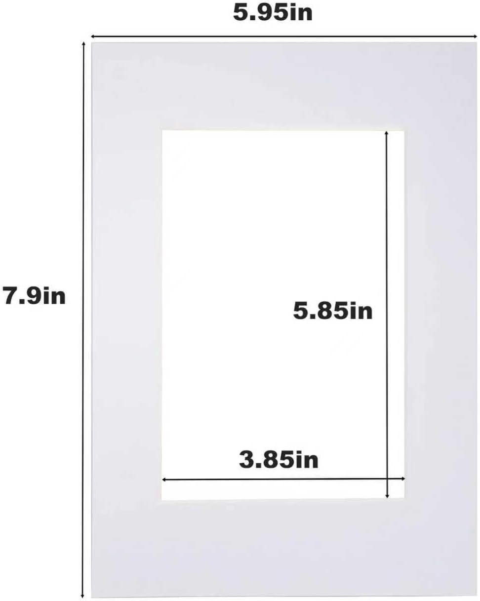 Egofine 6x8 White Picture Mats Pack of 11, Frame Mattes for 5x7 Pictures, Acid Free, 1.2mm Thickness, with Core Bevel Cut
