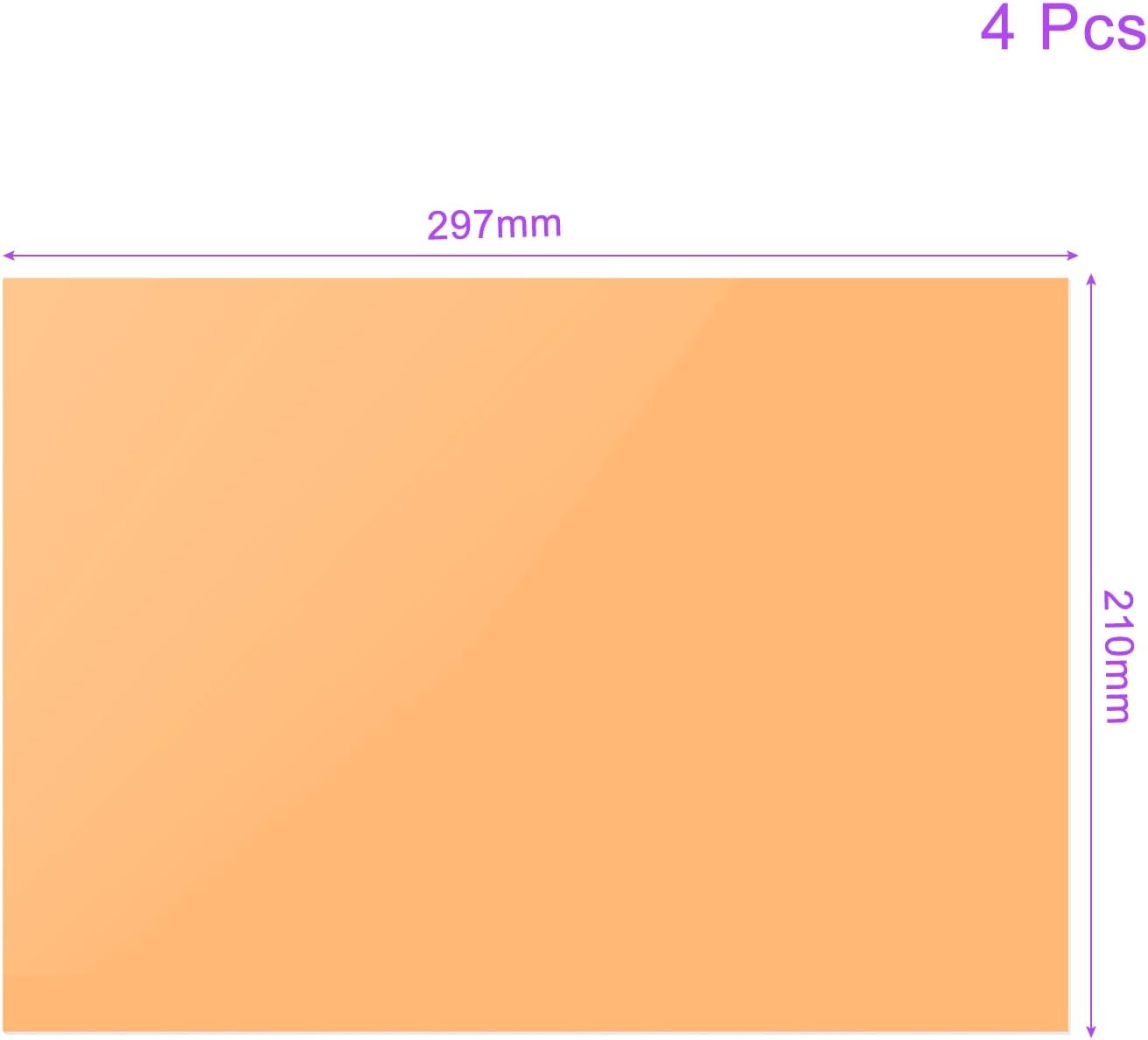 DMiotech 4Pcs Correction Gel Light Filter Overlay Transparent Plastic PVC Sheets Orange for Photo，Film,Video
