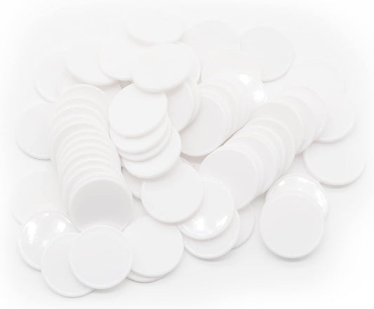 Set of 100 Opaque Plastic Learning Counters Mini Poker Chips Game Tokens with Storage Box (White, 1 Inch)