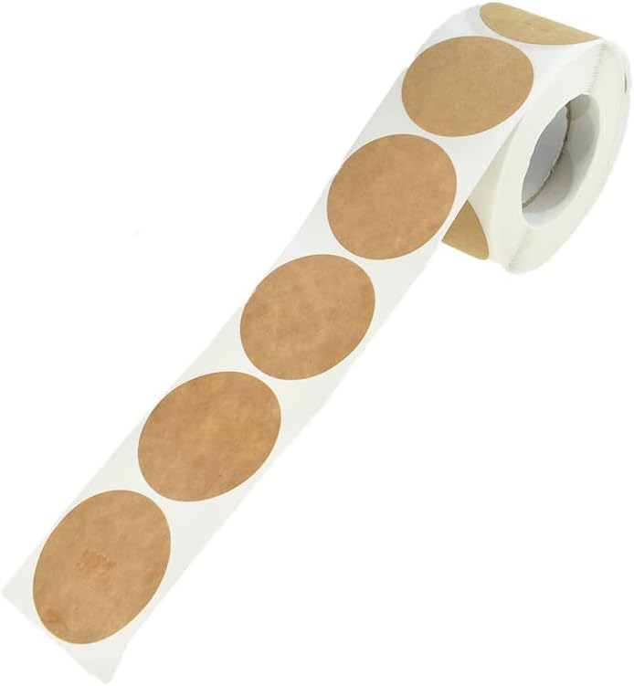 HAHIYO 1.5-Inch 500Pcs Natural Brown Kraft Round Label - Blank Adhesive Sticker to Write On for Jar, Canning, Price Tag, Store Organizing
