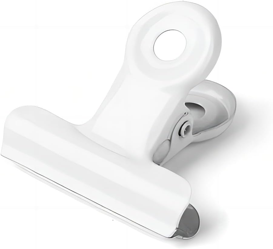 Coideal White Bulldog Paper Clips, 20 Pack 2 Inch Large Metal Binder Clips Round Hinge Clamps for Food Bags, Pictures Photos, Art Crafts, Office School (50 mm)